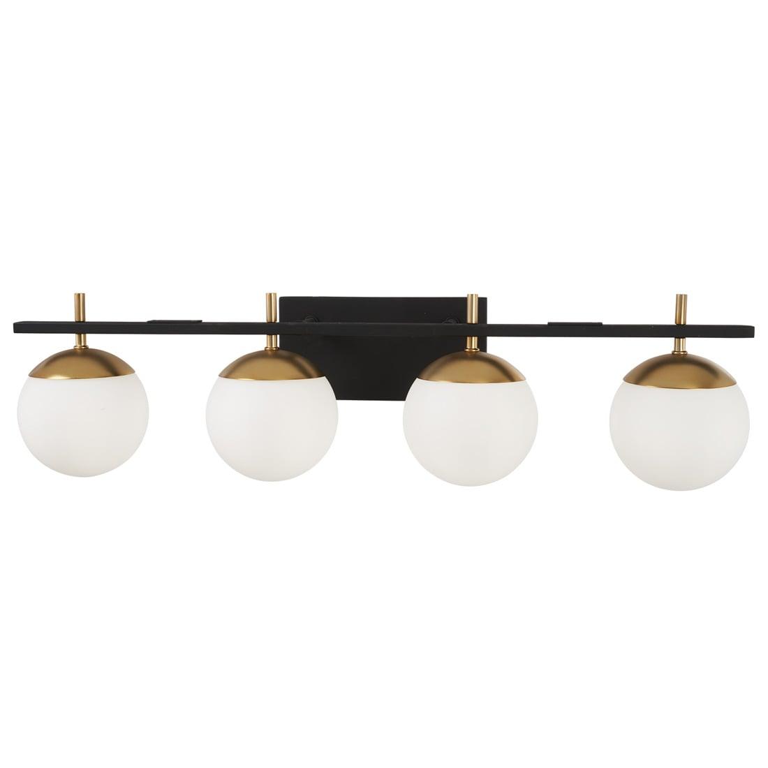 George Kovacs Lighting Alluria 4 - Light Vanity in  Weathered Black W/Autumn Gold