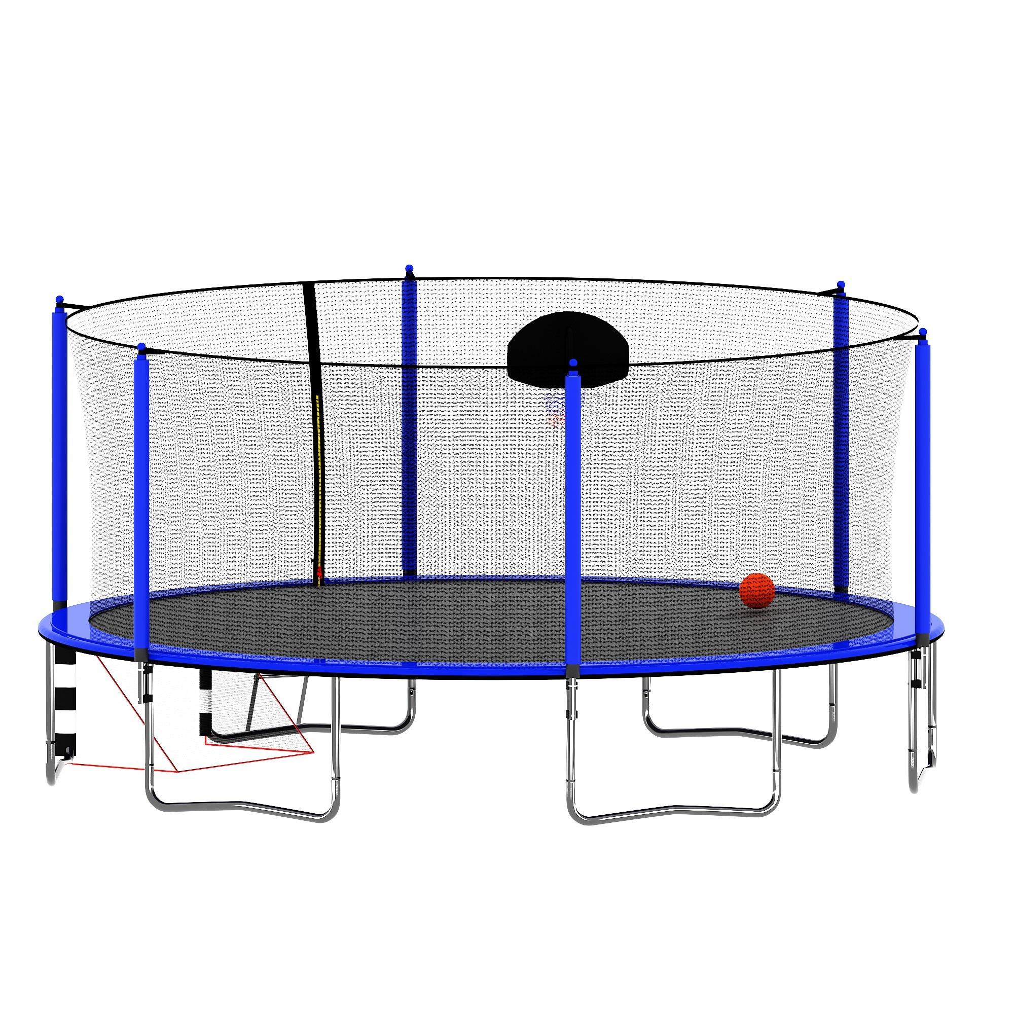SHANRUGUOJI 16Ft Trampoline With Basketball Hoop Pump And Ladder(Inner Safety Enclosure) With Soccer Goal
