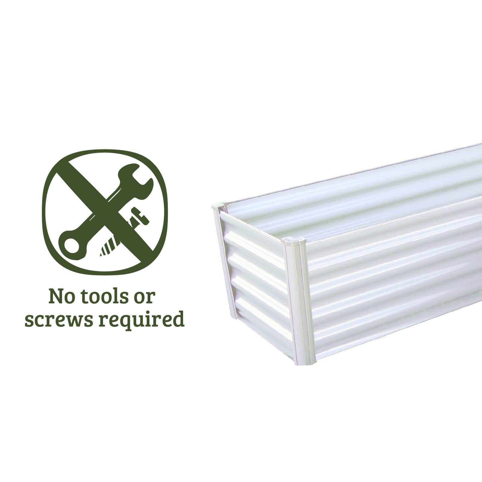 Surfmist White L-Shaped Galvanized Steel Raised Garden Bed