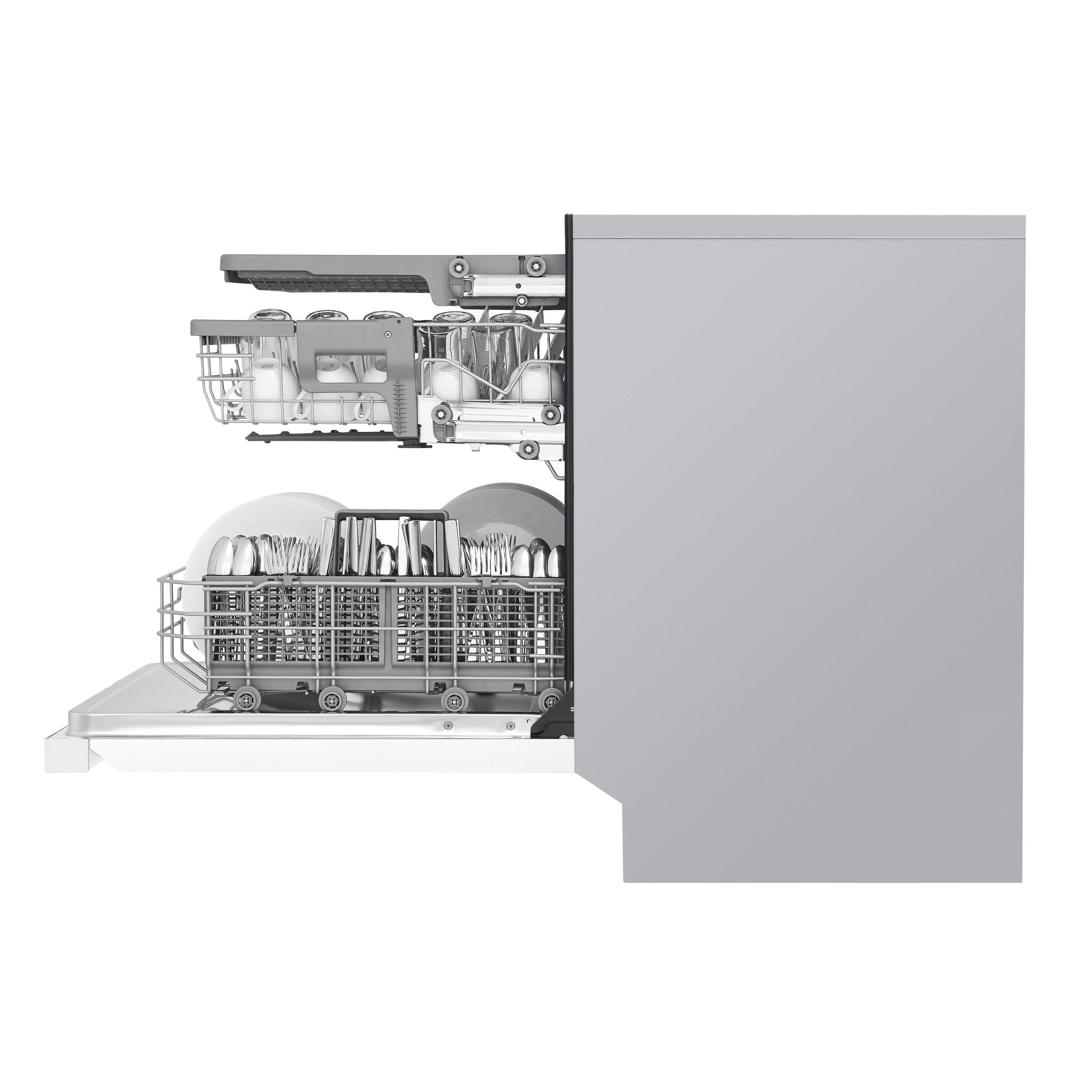 LG 24 in. PrintProof Stainless Steel Front Control Dishwasher with QuadWash, 3rd Rack & Dynamic Dry, 48 dBA