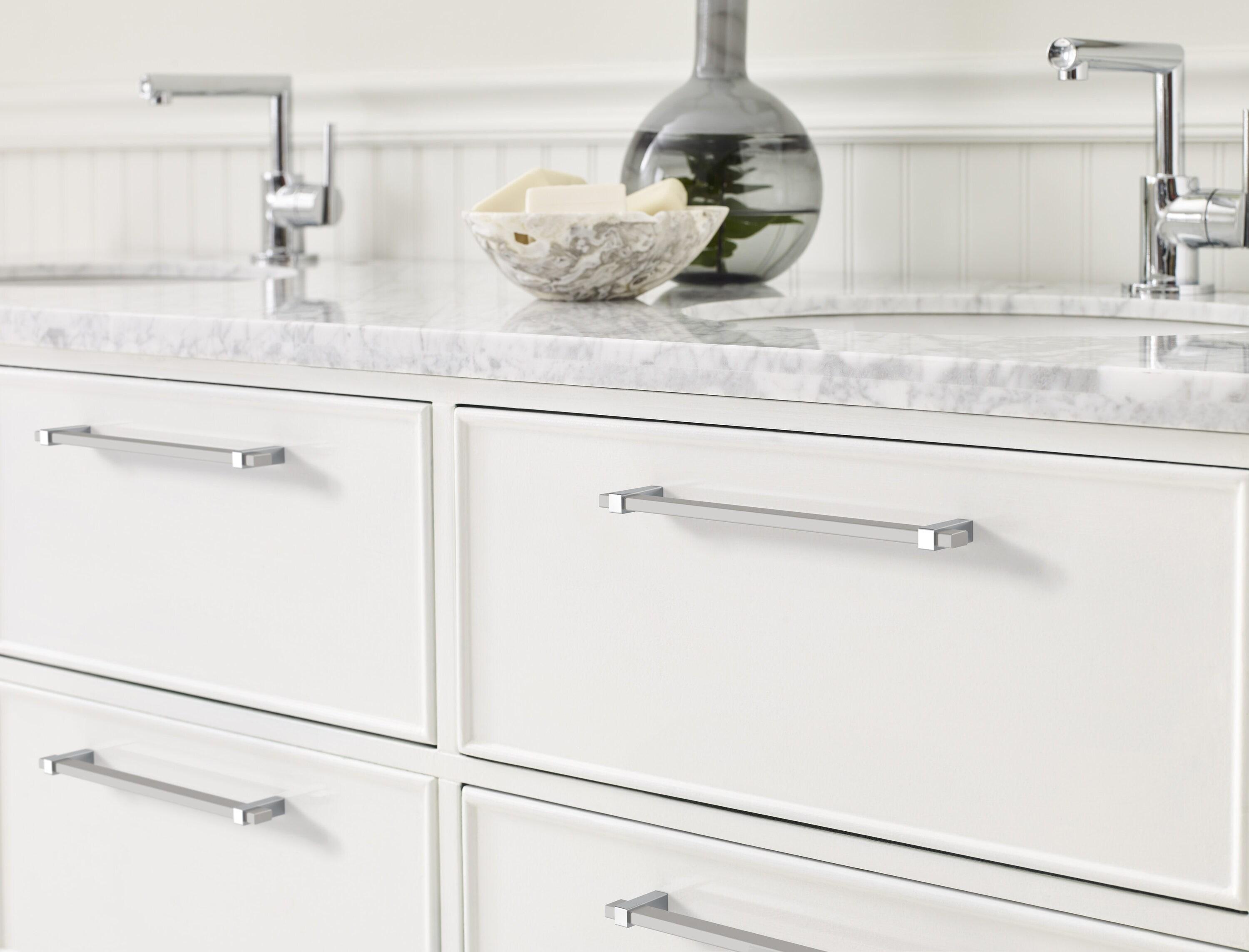 Amerock Mulino 8-13/16 inch (224mm) Center-to-Center Satin Nickel/Polished Chrome Cabinet Pull