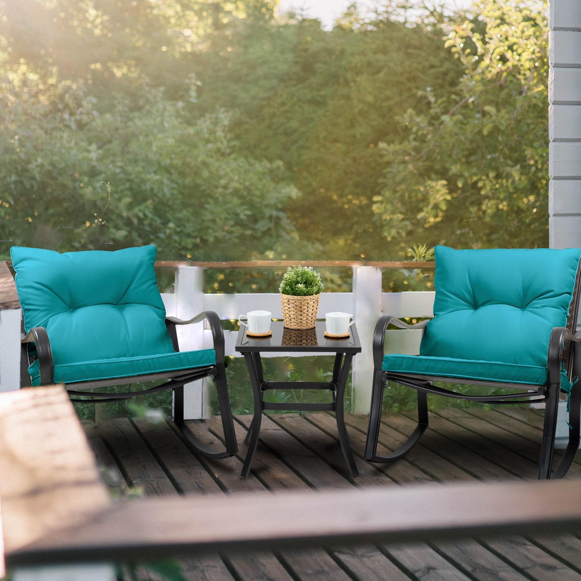 Mercury Row® Preciado 3 Piece Outdoor Patio Set With Cushions-Rocking Chair for Balcony, Lawn and Porch