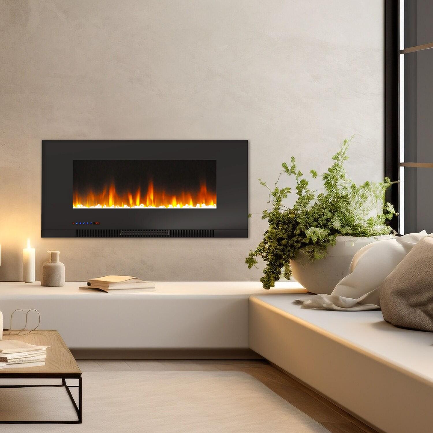 Cambridge Cambridge Wall Mount Electric Fireplace Heater with Remote Control for Indoor Use in Living Room, Bedroom, Home Office