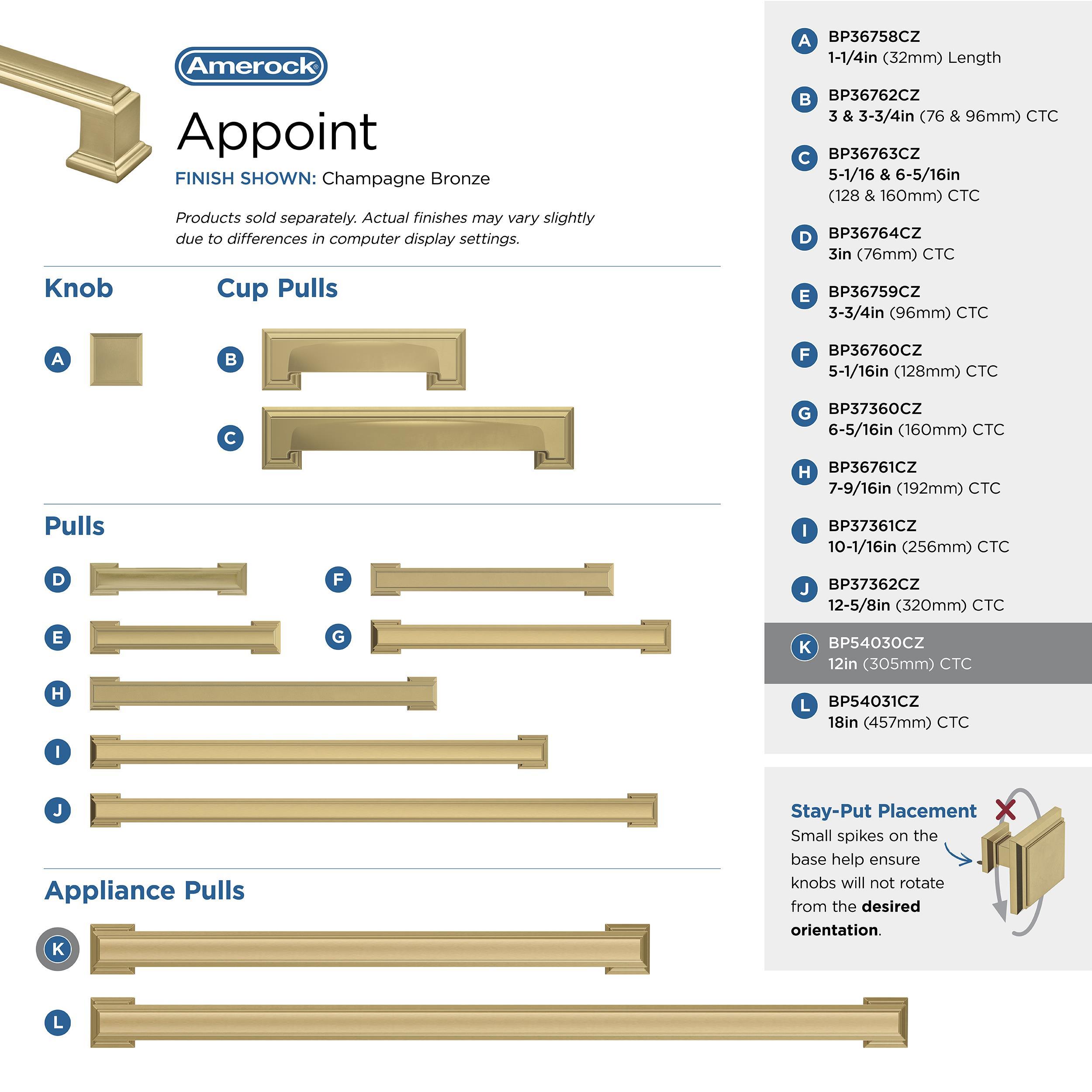 Amerock Appoint 12 inch (305mm) Center-to-Center Champagne Bronze Appliance Pull