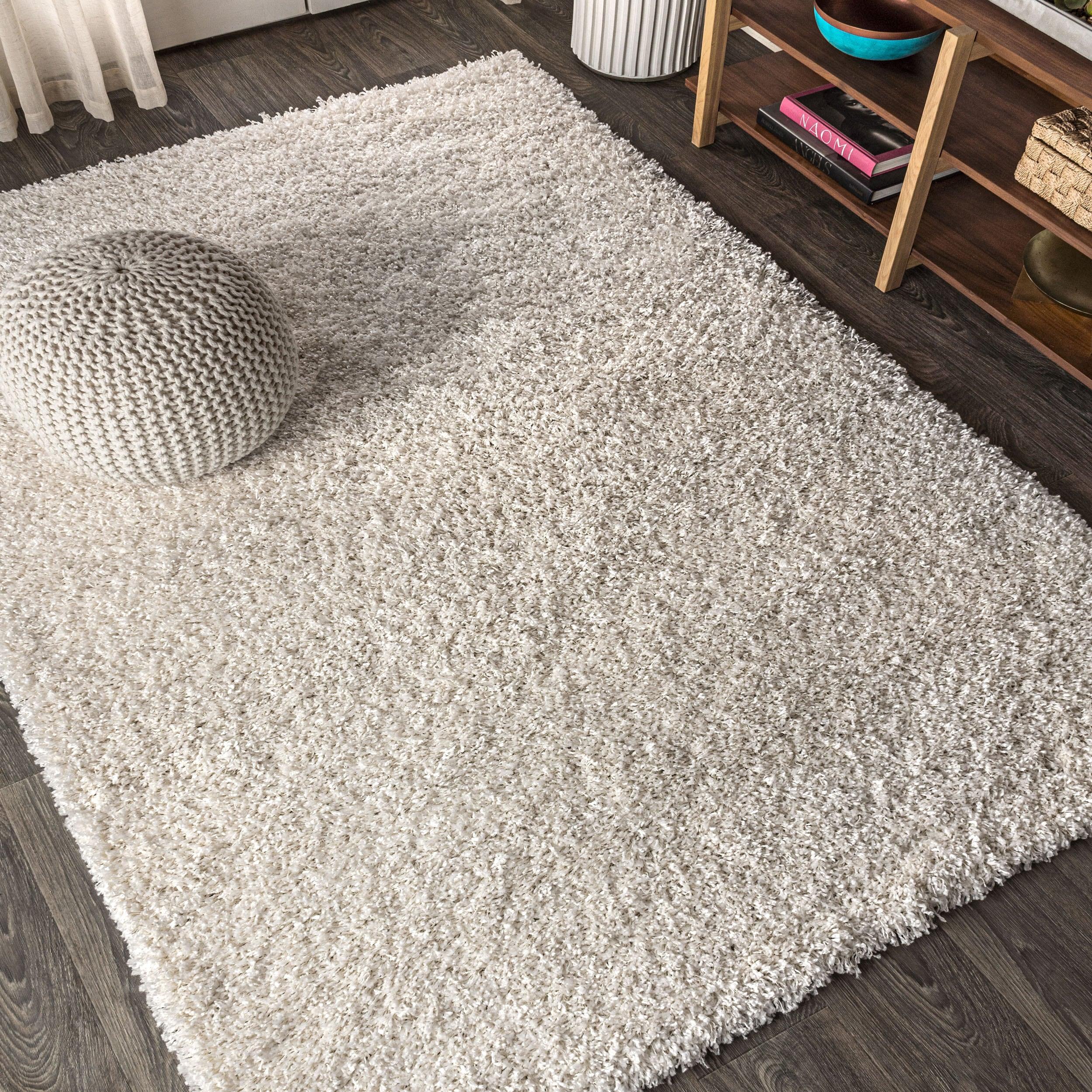 8'x10' Mercer Shag Plush Area Rug, Cream - JONATHAN Y