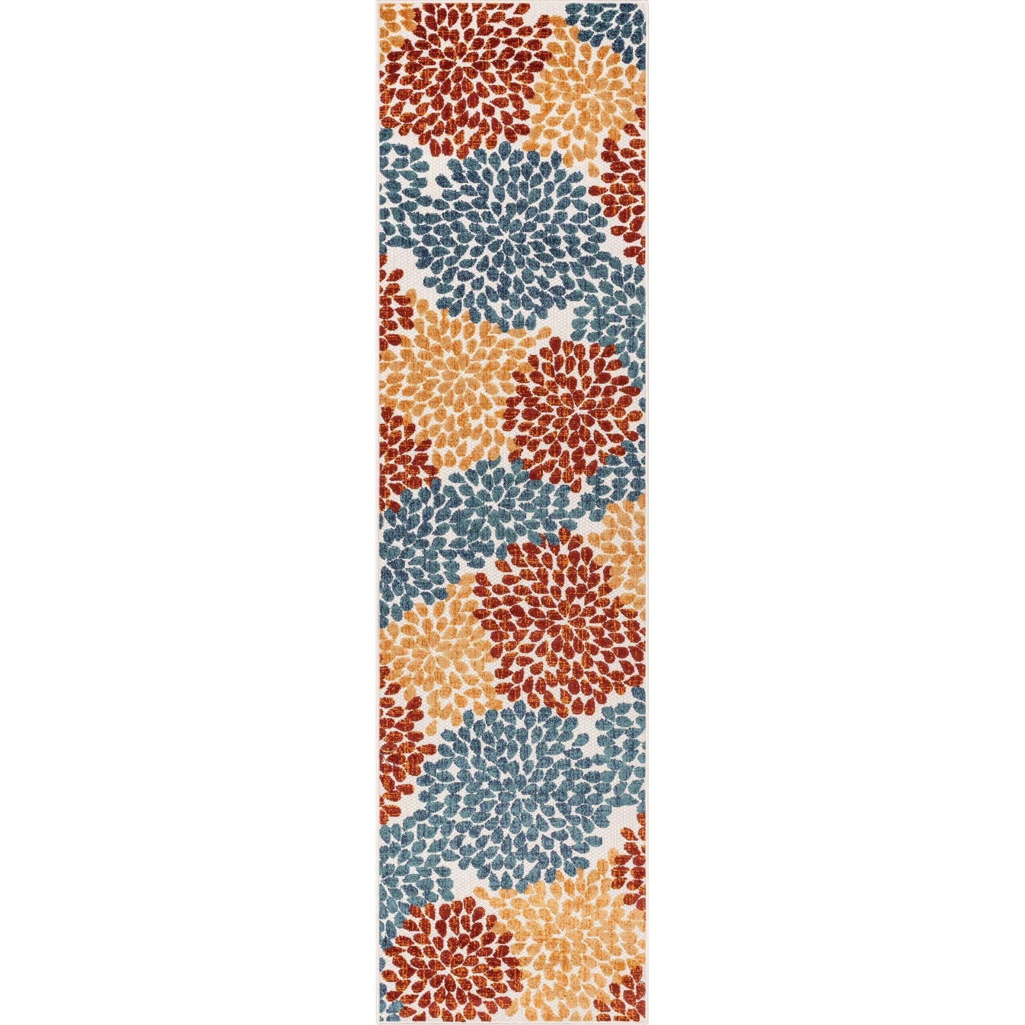 Well Woven Dorado Senna Modern Floral Ivory Indoor/ Outdoor High-Low Pile 2'7" x 9'10" Runner Rug