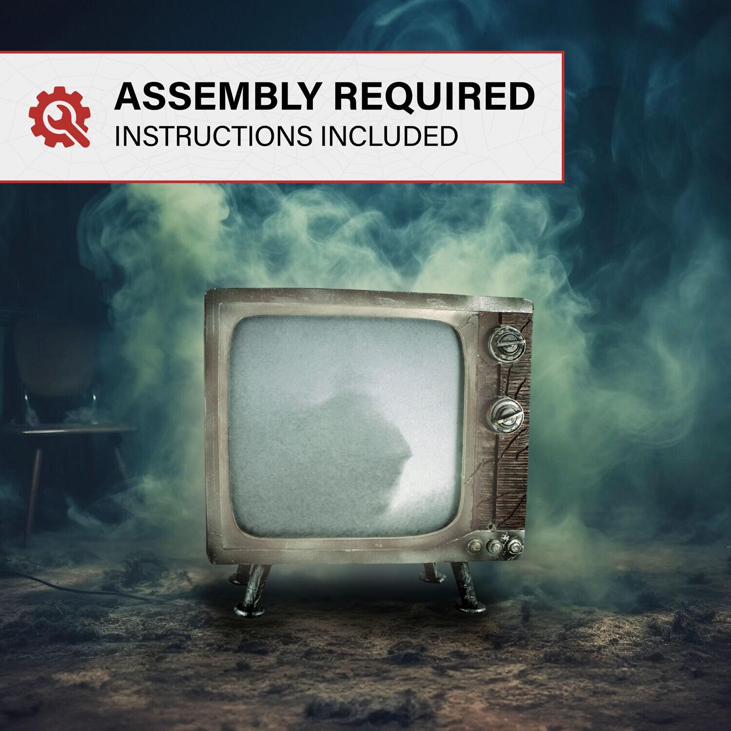 Haunted Hill Farm 11.8" H 4.7 lbs Haunted TV Animatronic White LED lights, Halloween Decor, HHHAUNTTV-1FLSA