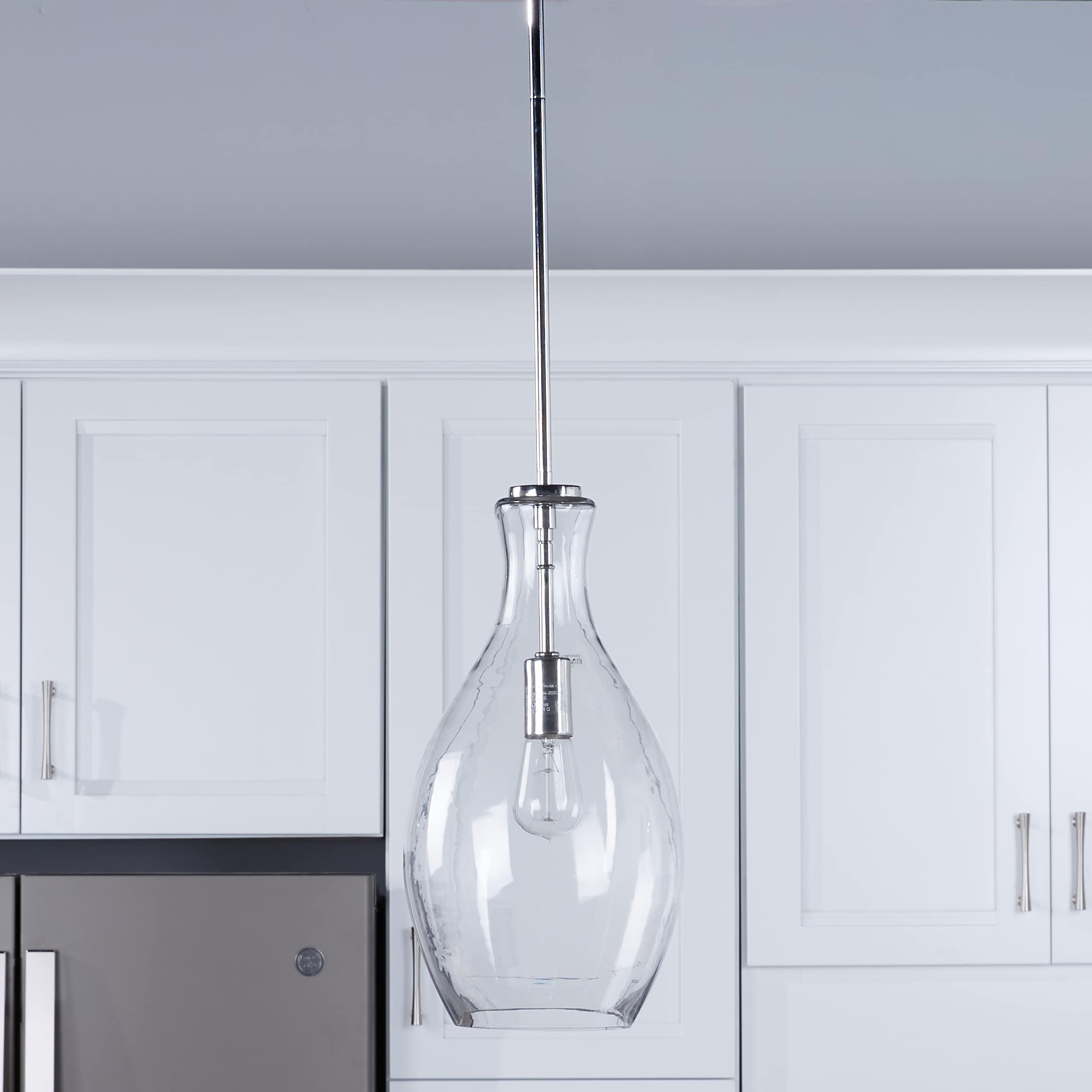 Clear Glass Teardrop Pendant Light with Chrome Finish