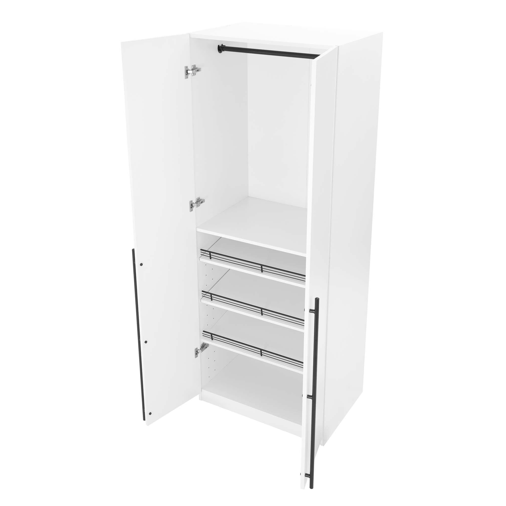 Manhattan Comfort 2pc Lee 4 Door and 8 Shelf Module Wardrobe White: Modern Storage, MDF, Metal Hardware