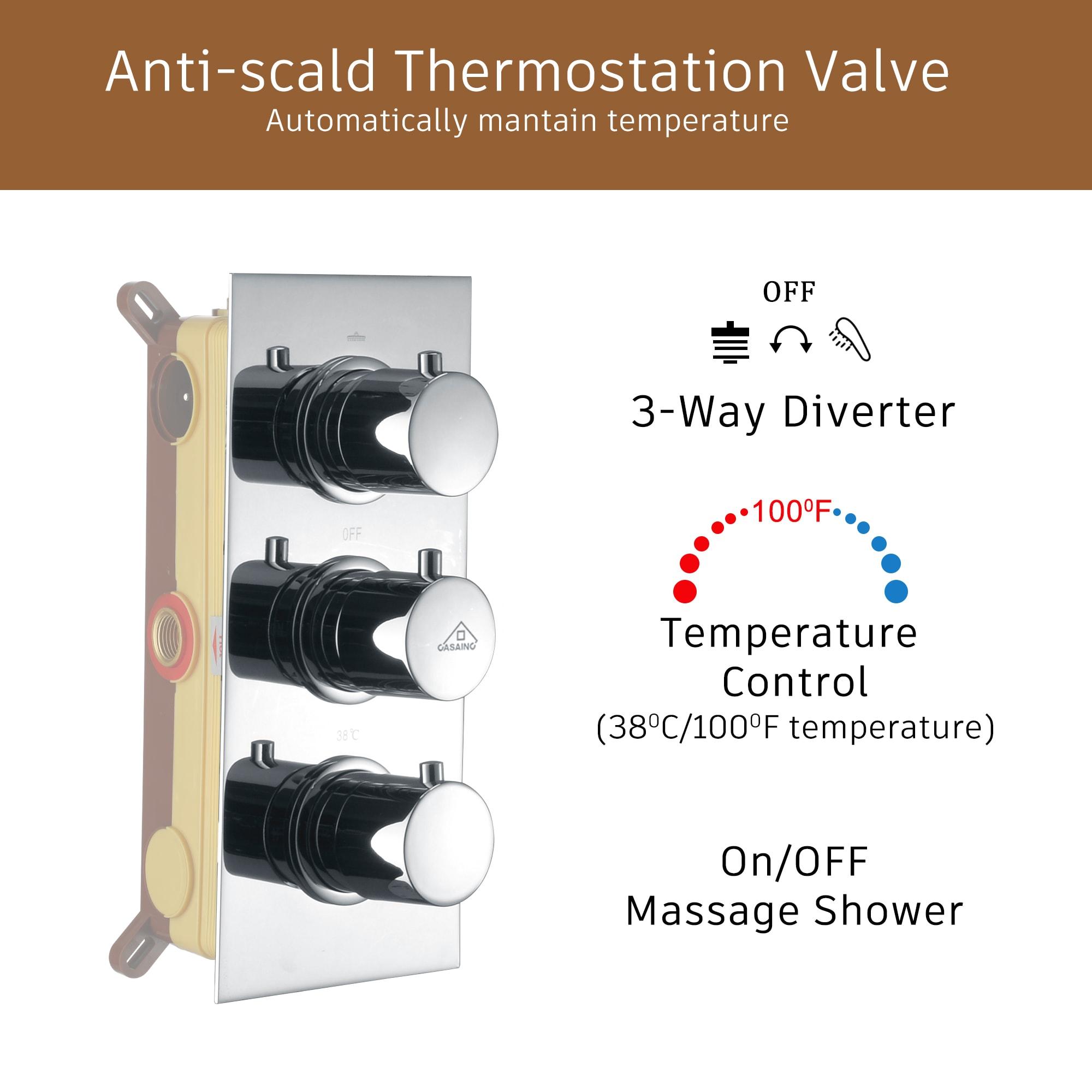 Revitalize 12 Inch Luxury Thermostatic Complete Shower System with Rough-in Valve
