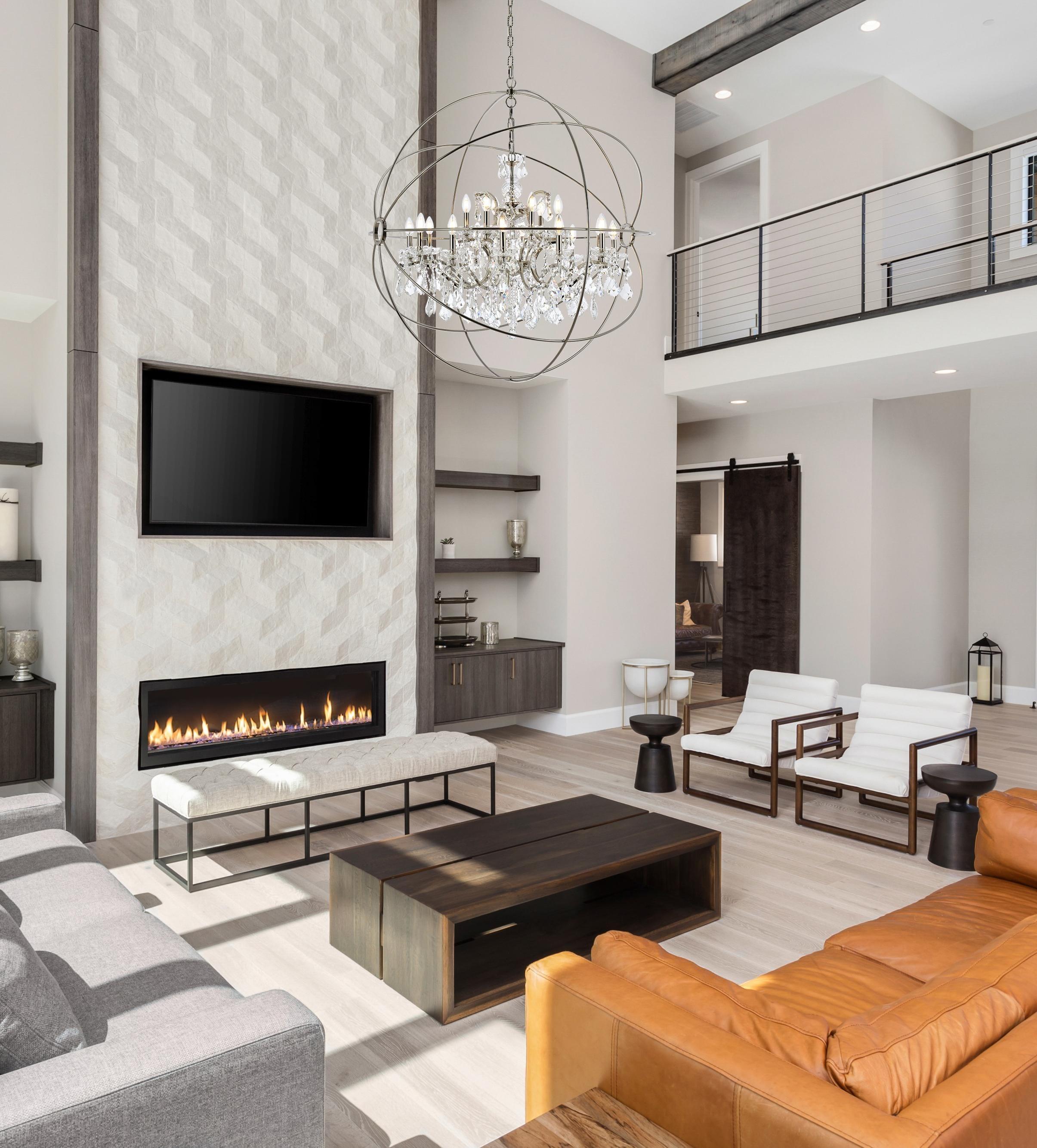 Transitional Geneva 6-Light Polished Nickel & Silver Shade Crystal Chandelier