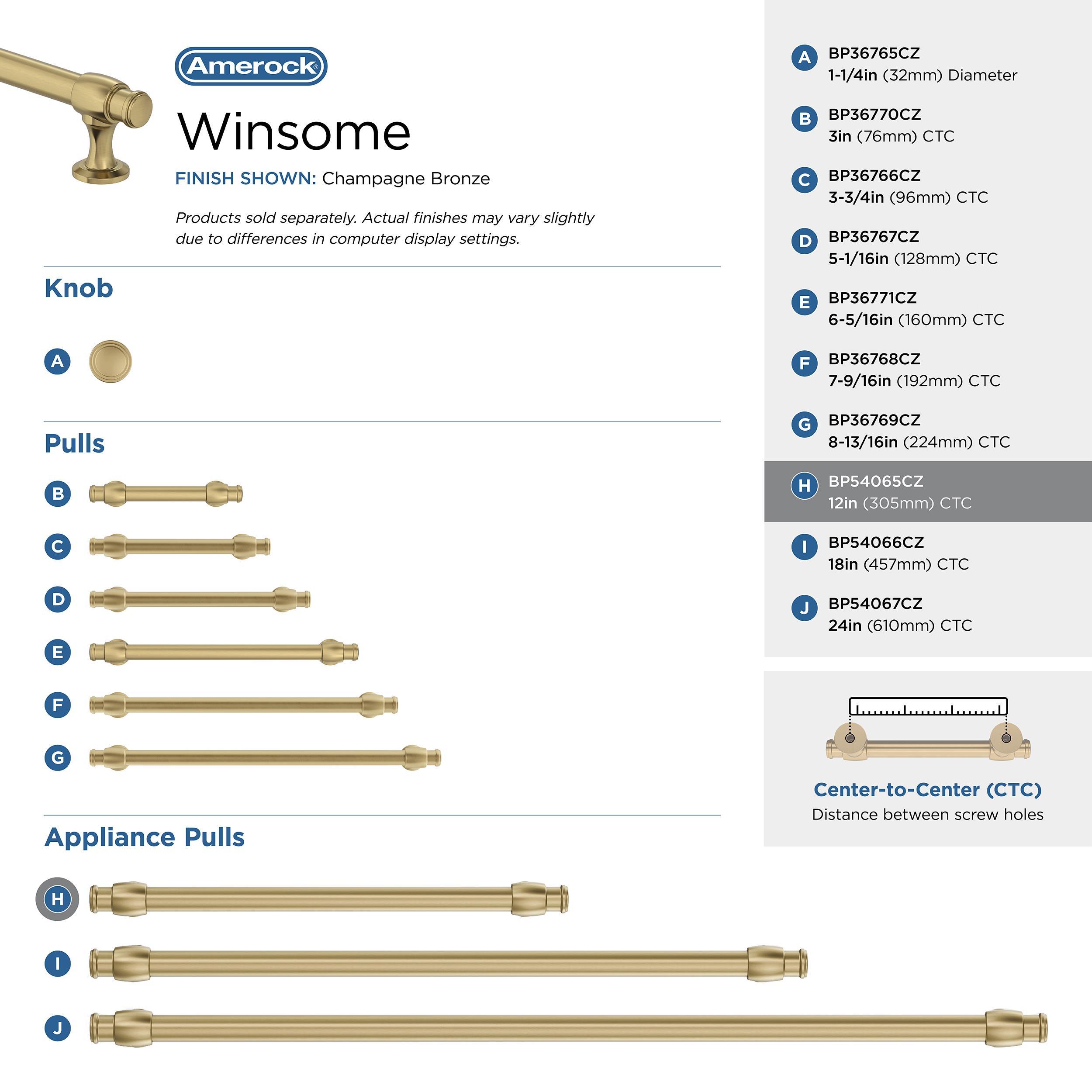 Amerock Winsome 12 inch (305mm) Center-to-Center Champagne Bronze Appliance Pull