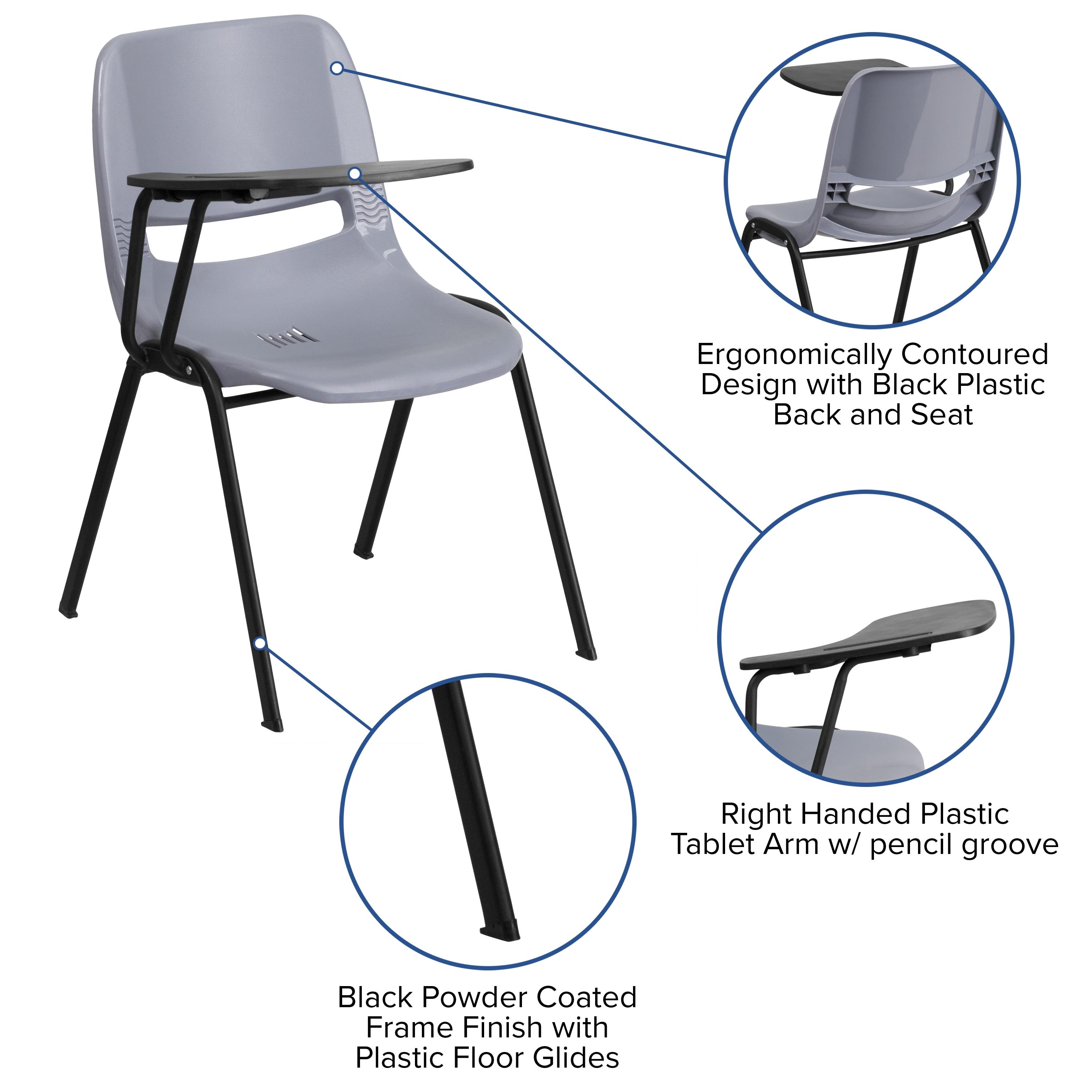 Westley Ergonomic Shell Chair with Right Handed Flip-Up Tablet Arm
