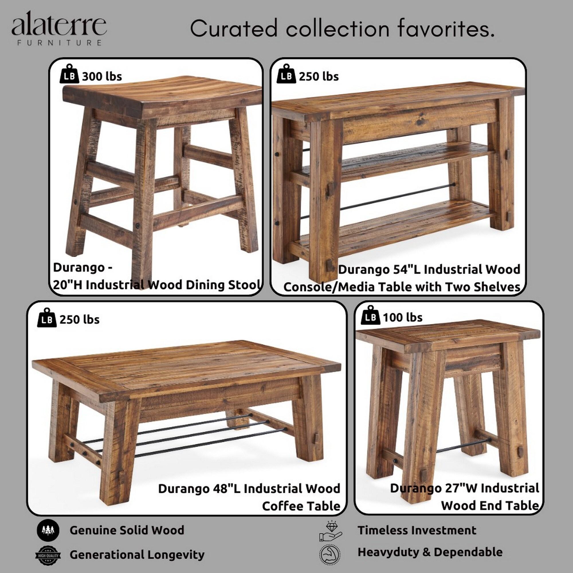 Durango Wood Entryway/Dining Bench Dark Brown - Alaterre Furniture: Industrial Accent, 60" Long
