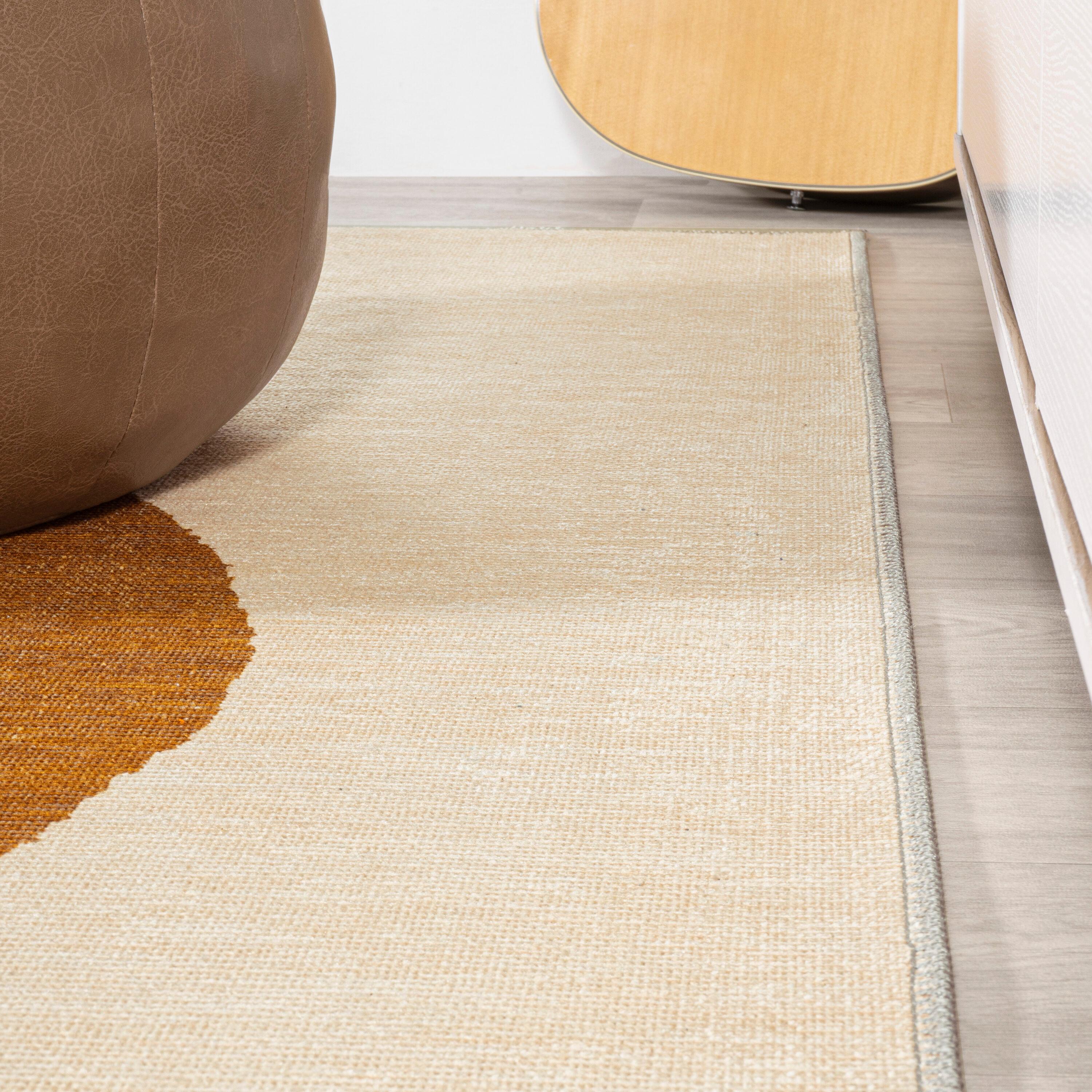 9' x 12' Cirkel Minimalist Geometric Dot Machine-Washable Area Rug, Cream/Rust - JONATHAN Y