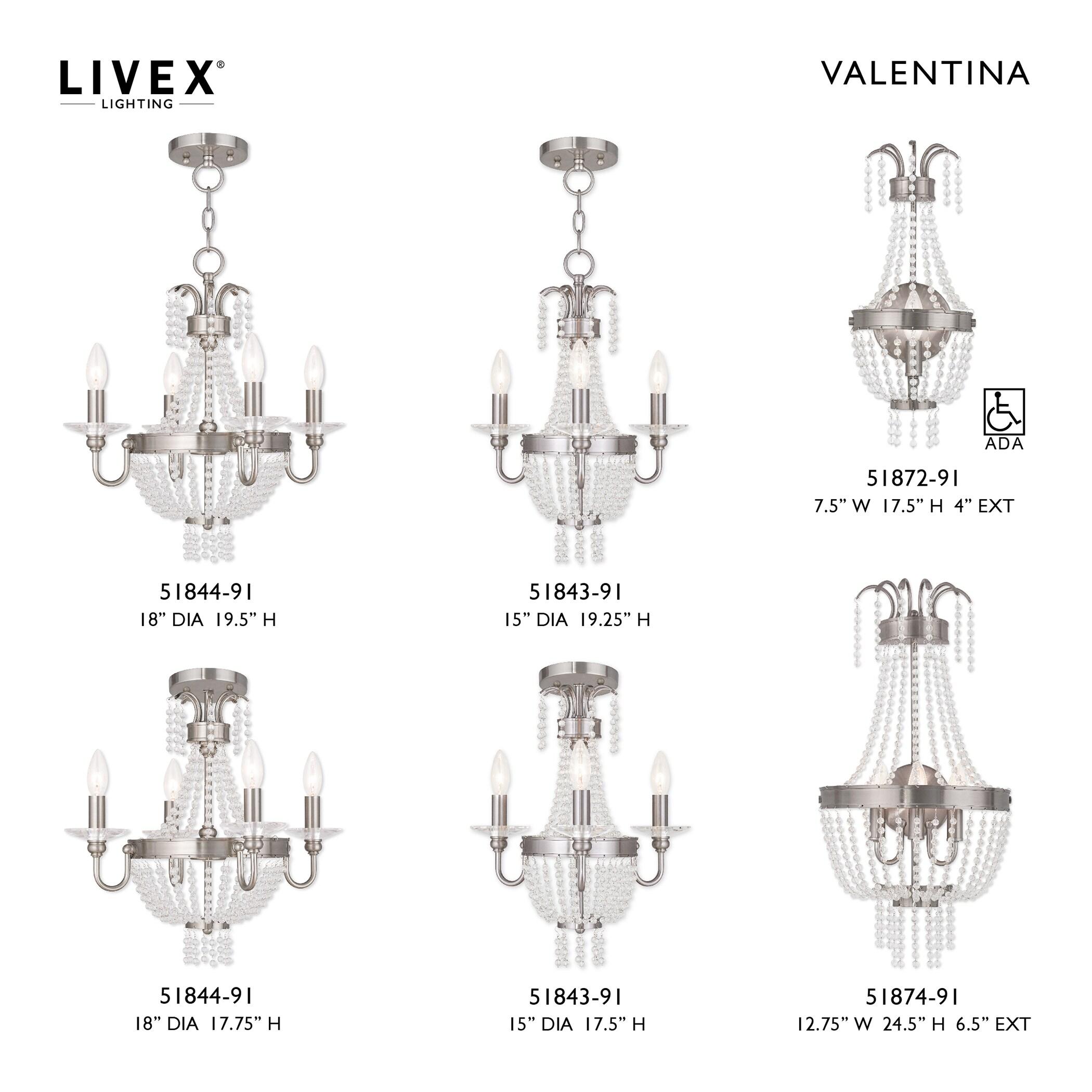 Brushed Nickel Mini Crystal 4-Light Candle Chandelier