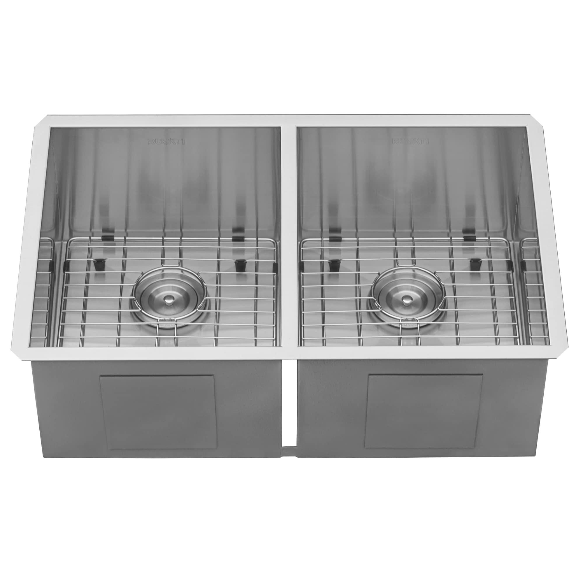 Ruvati 30-inch Undermount 50/50 Double Bowl Zero Radius 16 Gauge Stainless Steel Kitchen Sink