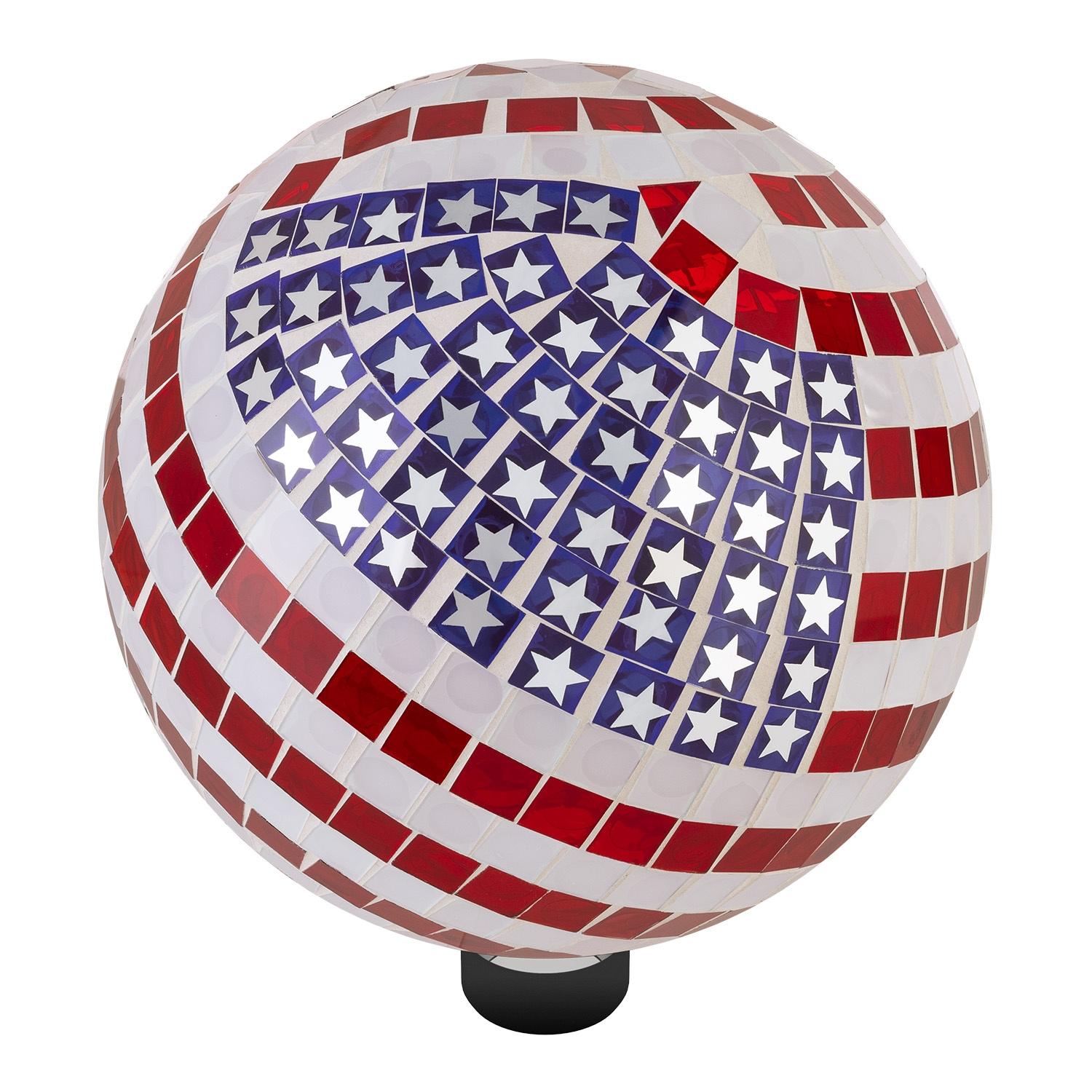 Patriotic Mosaic Glass American Flag Gazing Globe