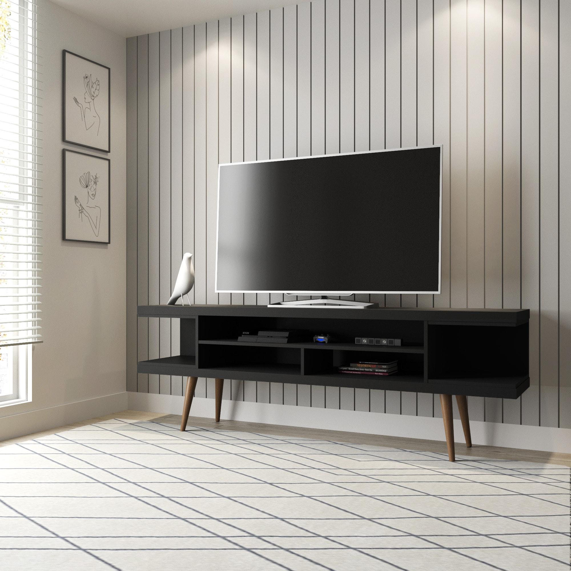 Utopia TV Stand for TVs up to 65" Black - Manhattan Comfort: Modern Media Console with Cable Management