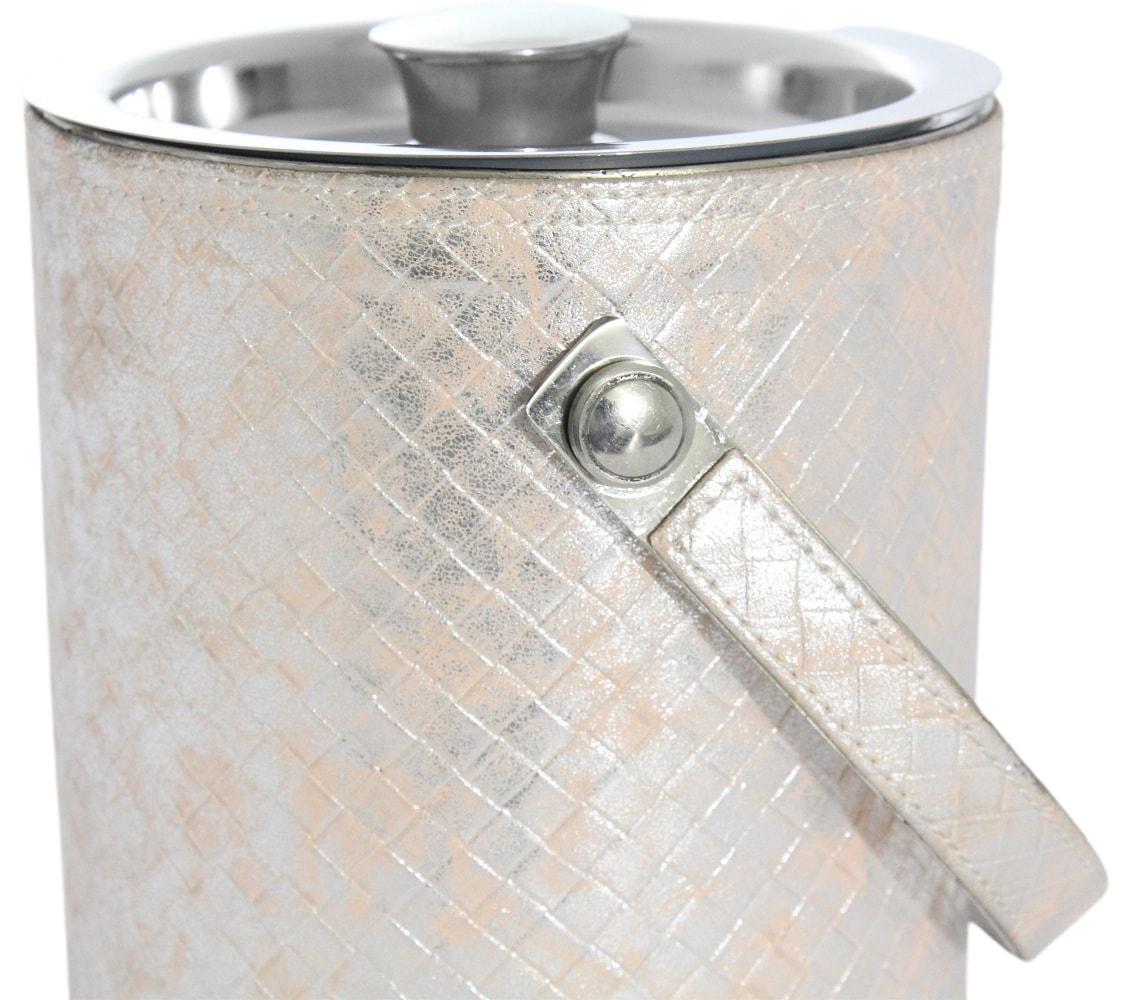 Sol Living 1.6 Qt. Double Wall Stainless Steel Ice Bucket Includes Tongs and Lid - Pink Leather
