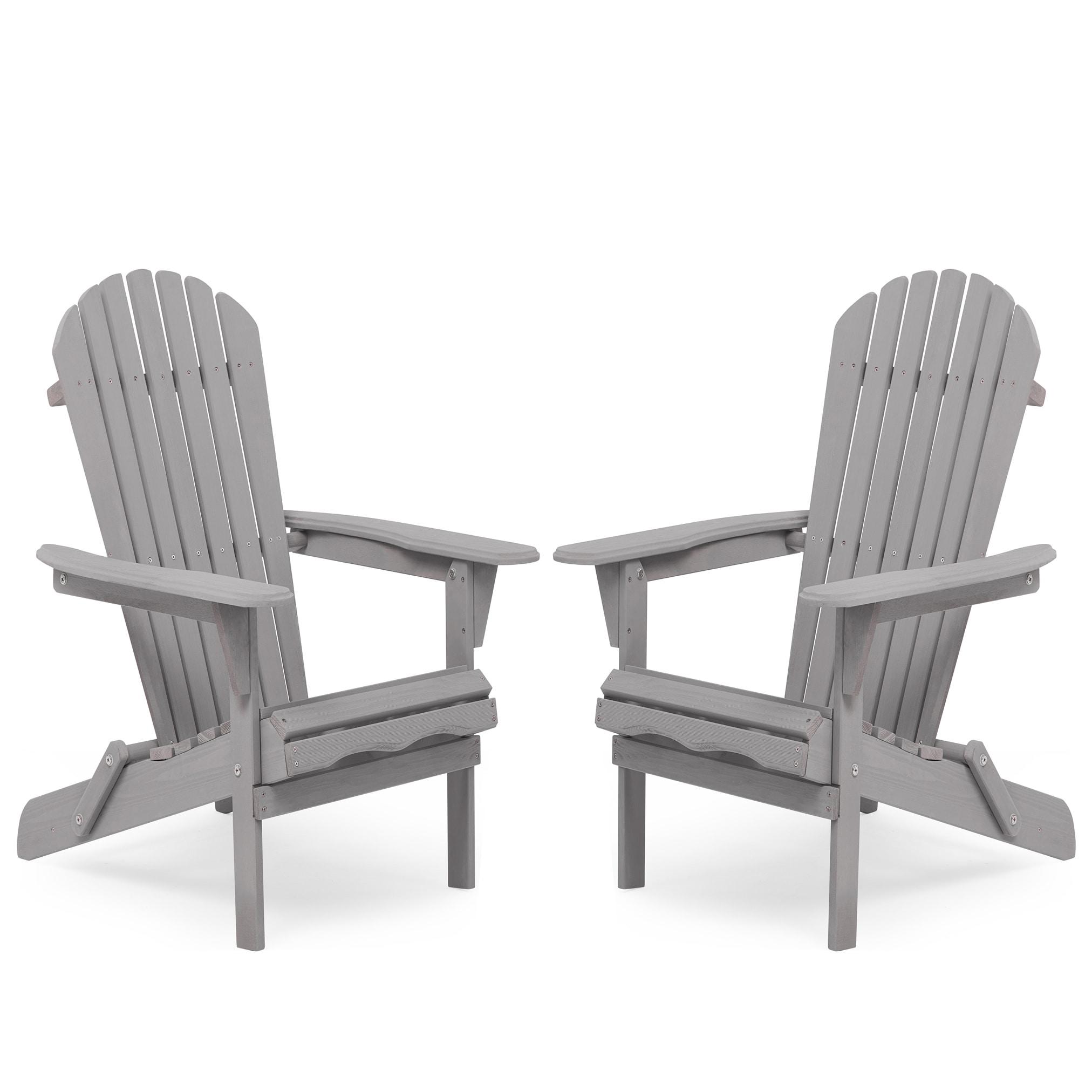 Triple Tree Wood Adirondack Folding Chairs - Set of 2, Gray