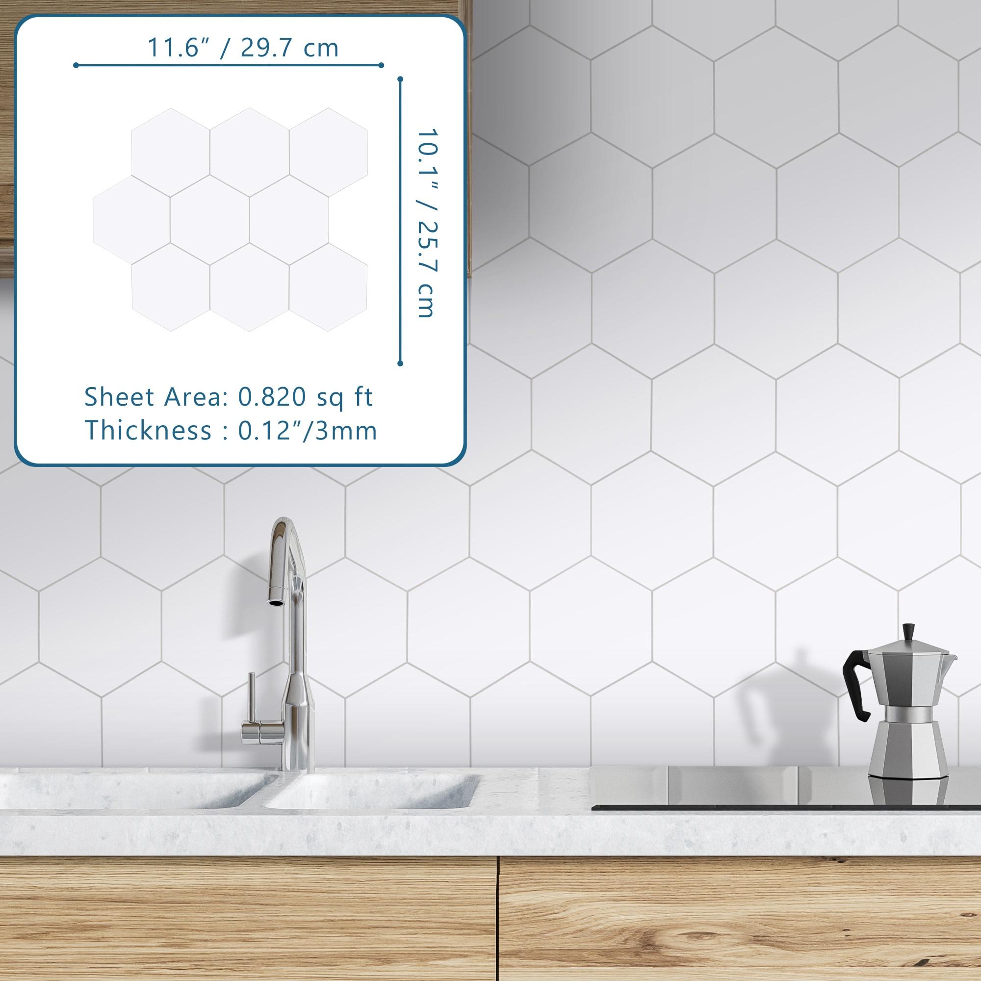 10.1'' W x 11.6'' L Hexagon Stone Composite Peel and Stick Mosaic Tile