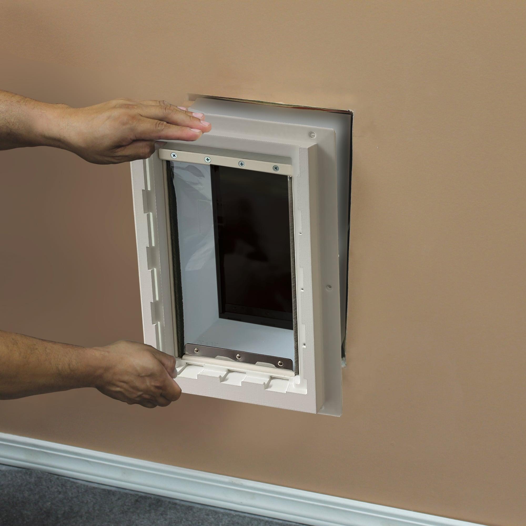 Ideal Pet Products Wall Entry Pet Door Double Flap for Walls with Built-in Telescoping Tunnel and Lock-Out Slide, Extra Large, White (WEPD2XL)