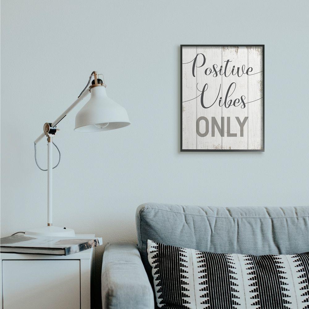 Stupell Industries Positive Vibes Only Phrase with Distressed Rustic Accent Designed by Daphne Polselli