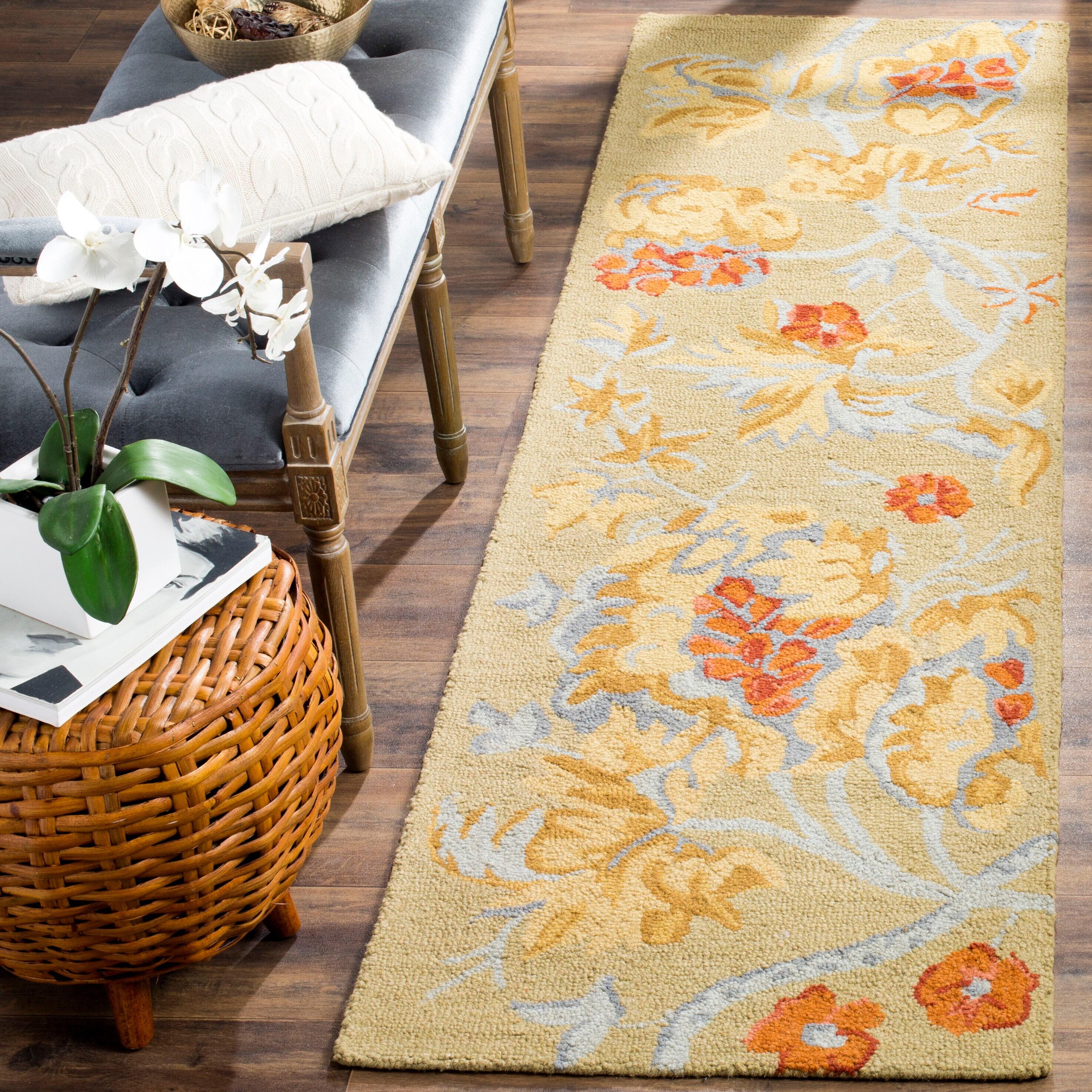 Blossom BLM922 Hand Hooked Runner Rug - Beige/Multi - 2'3"x6' - Safavieh.