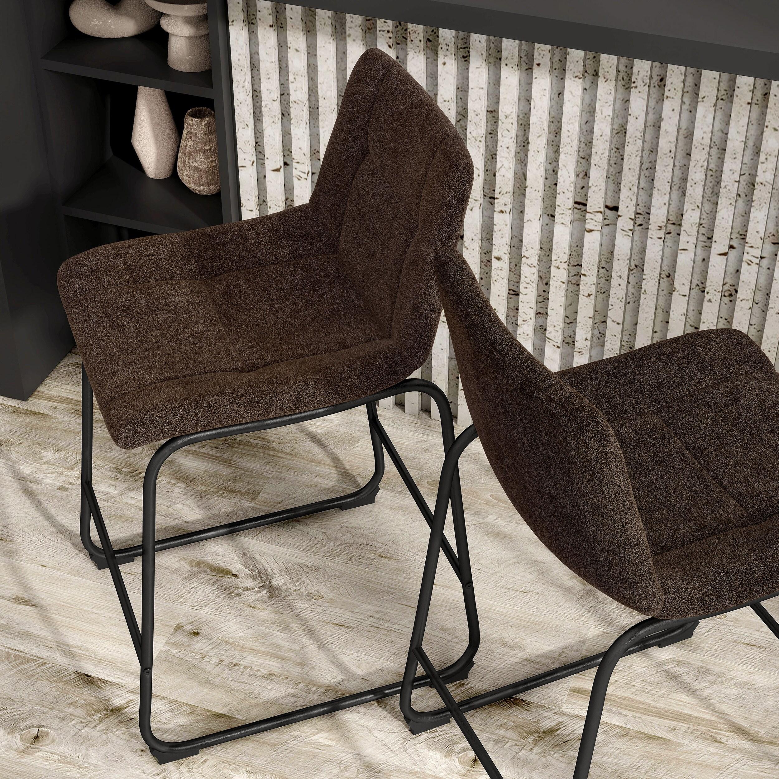 Furniture of America Perri Modern Chenille Counter Height Dining Chairs, Brown (Set of 2)