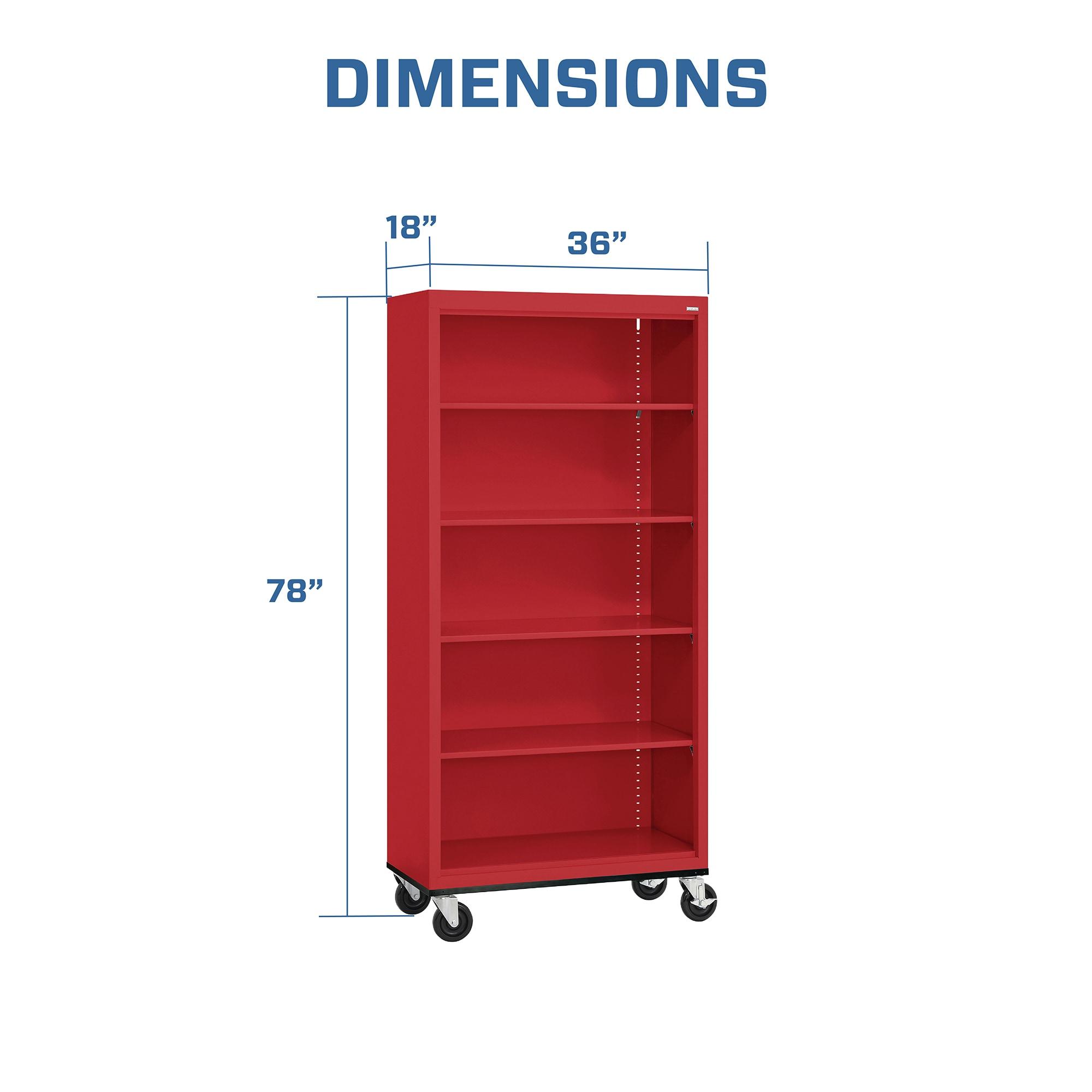 Sandusky Lee 36" W x 18" D x 78" H Steel Mobile Bookcase with 4 Adjustable Shelves by Sandusky