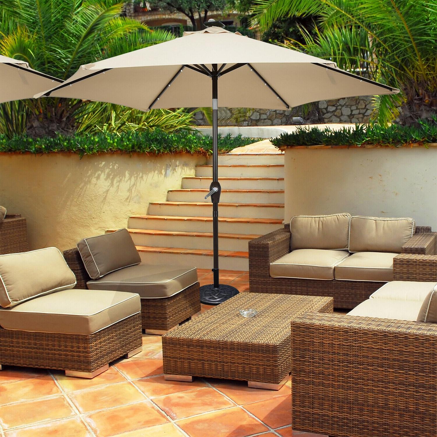 Latitude Run® 9 Feet Patio LED Solar Umbrella With Crank