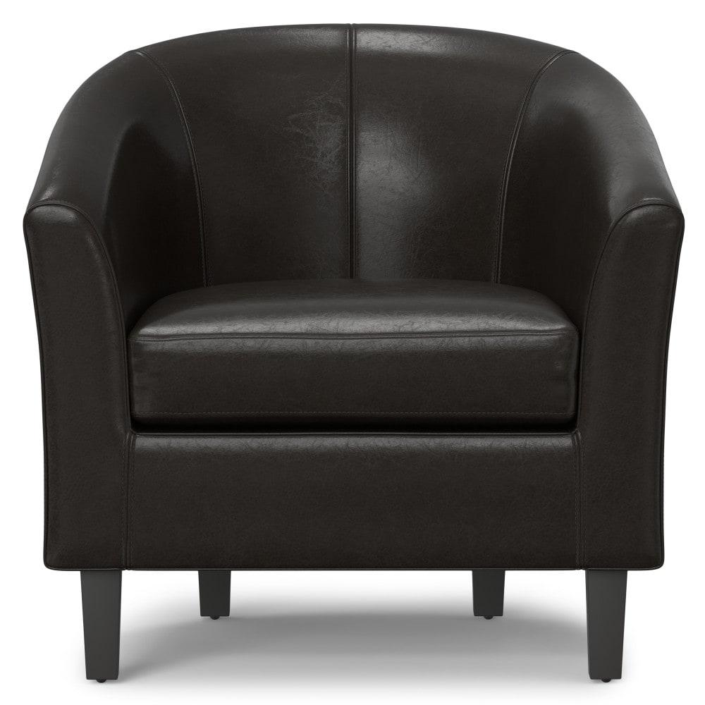 Simpli Home Austin 30"W Upholstered Vegan Faux Leather Contemporary Tub Accent Chair with High Arms and Deep Seat