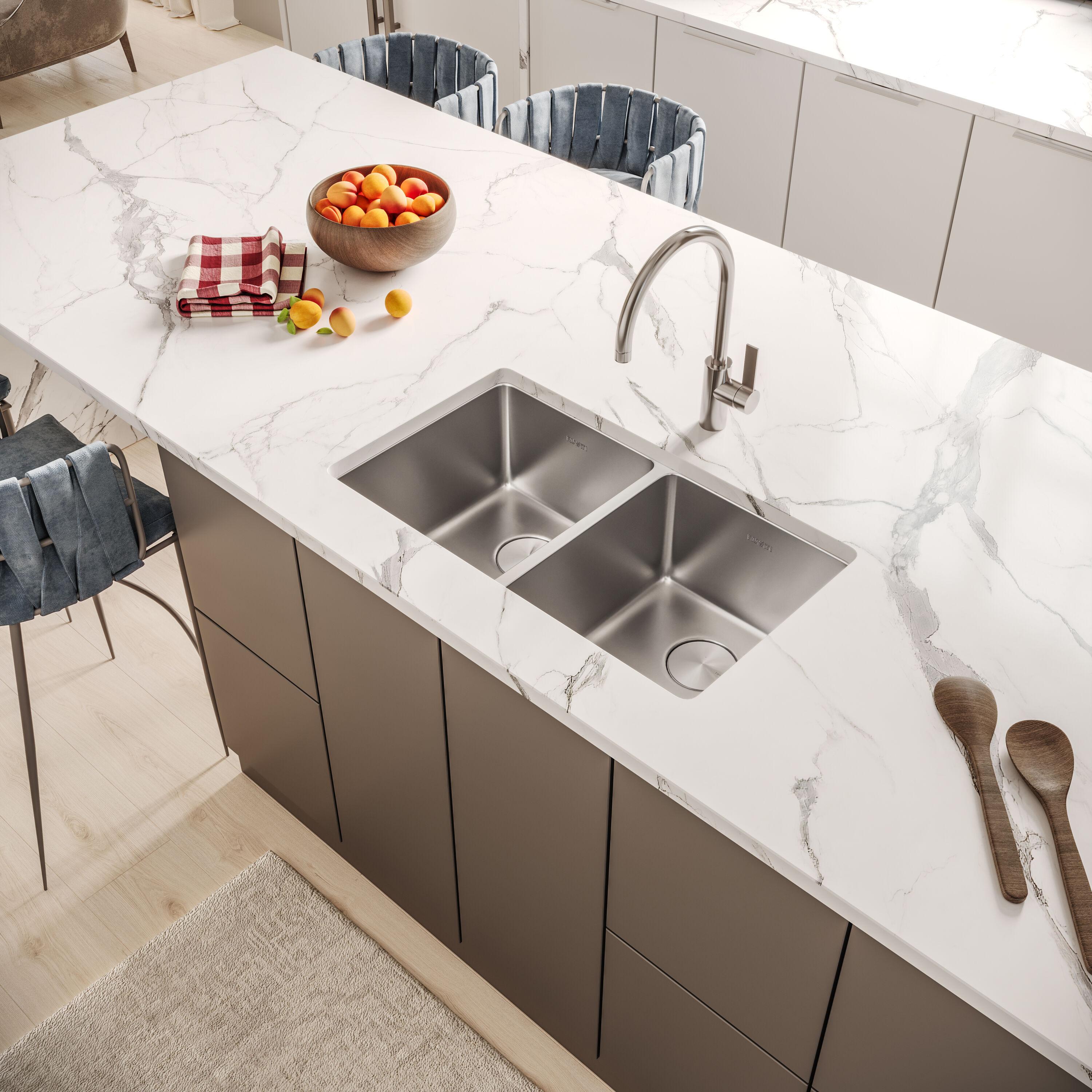 Ruvati RVM5077 Ruvati 28-inch Undermount Kitchen Sink 50/50 Double Bowl 16 Gauge Stainless Steel