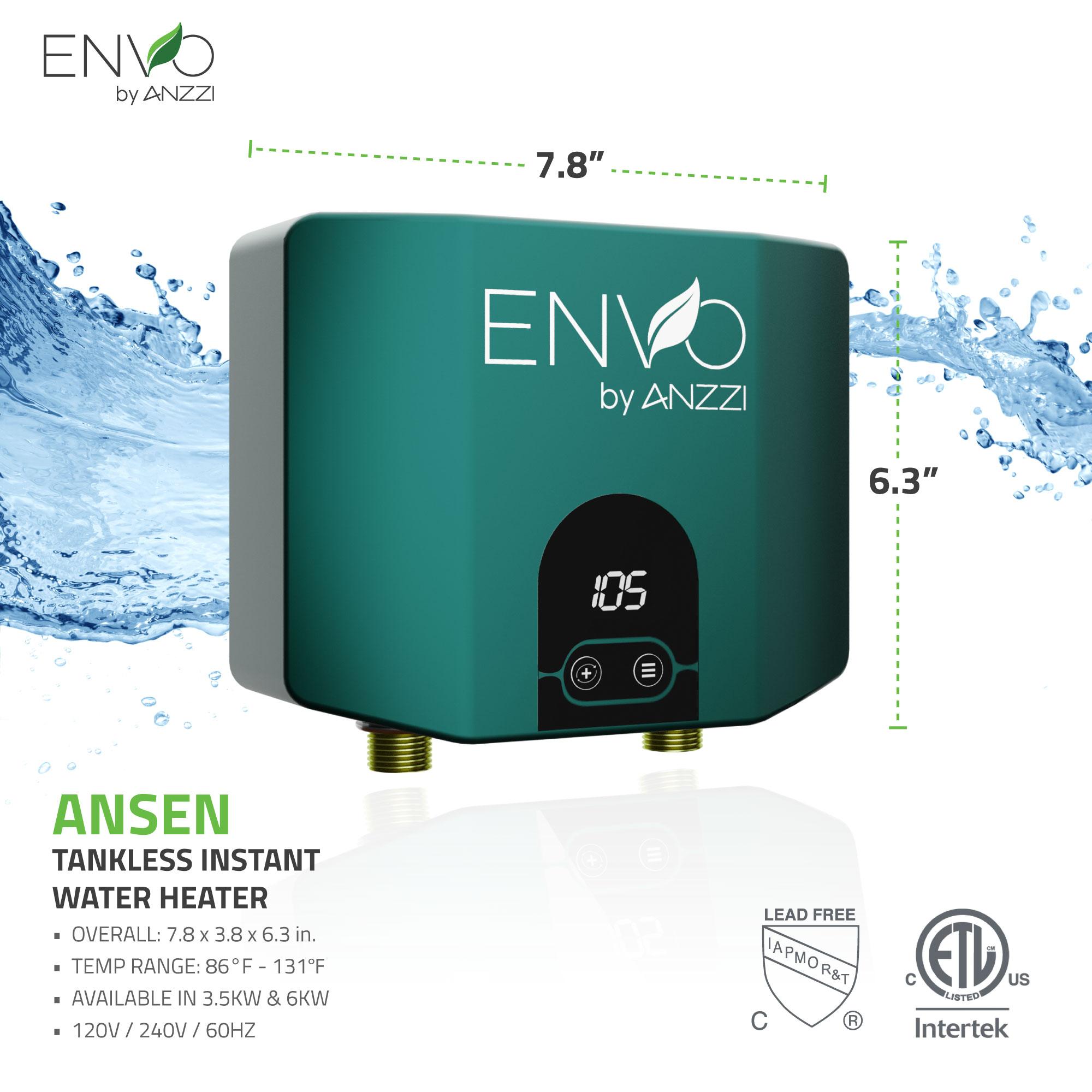Envo ANZZI 3.5 Kw Tankless Electric Water Heater - Single Point of Use
