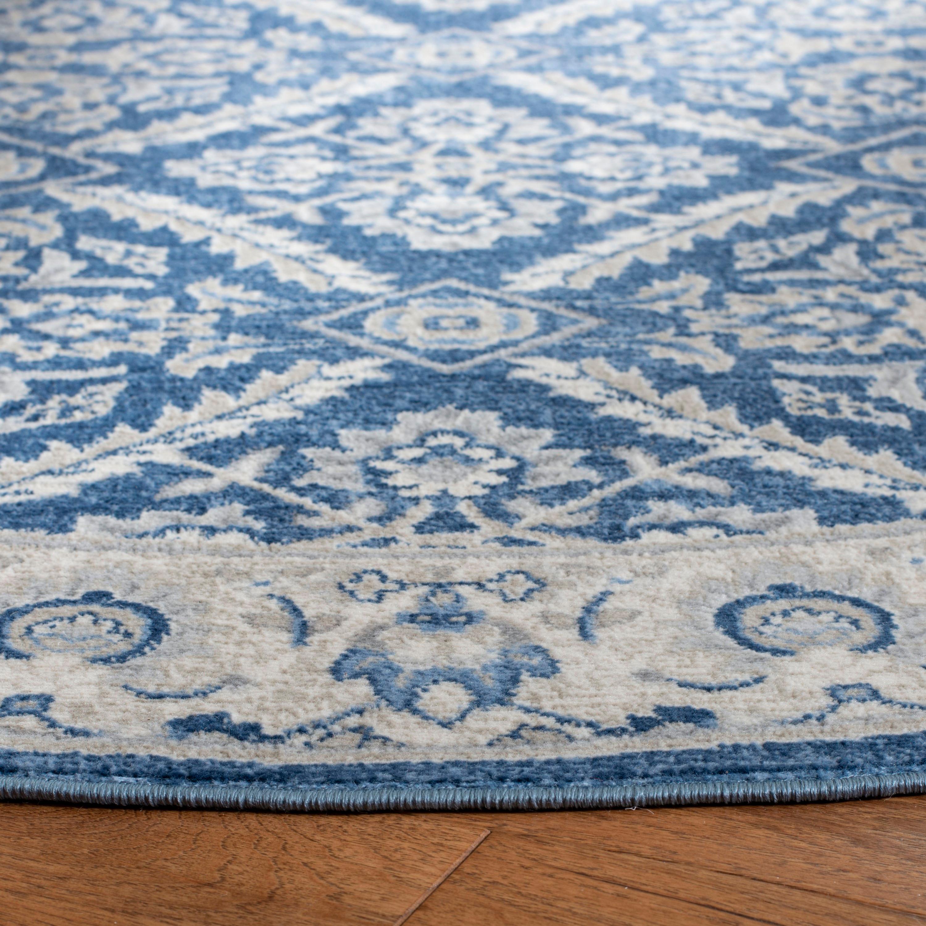 SAFAVIEH Brentwood Brandy Floral Area Rug, Navy/Cream, 3' x 3' Round