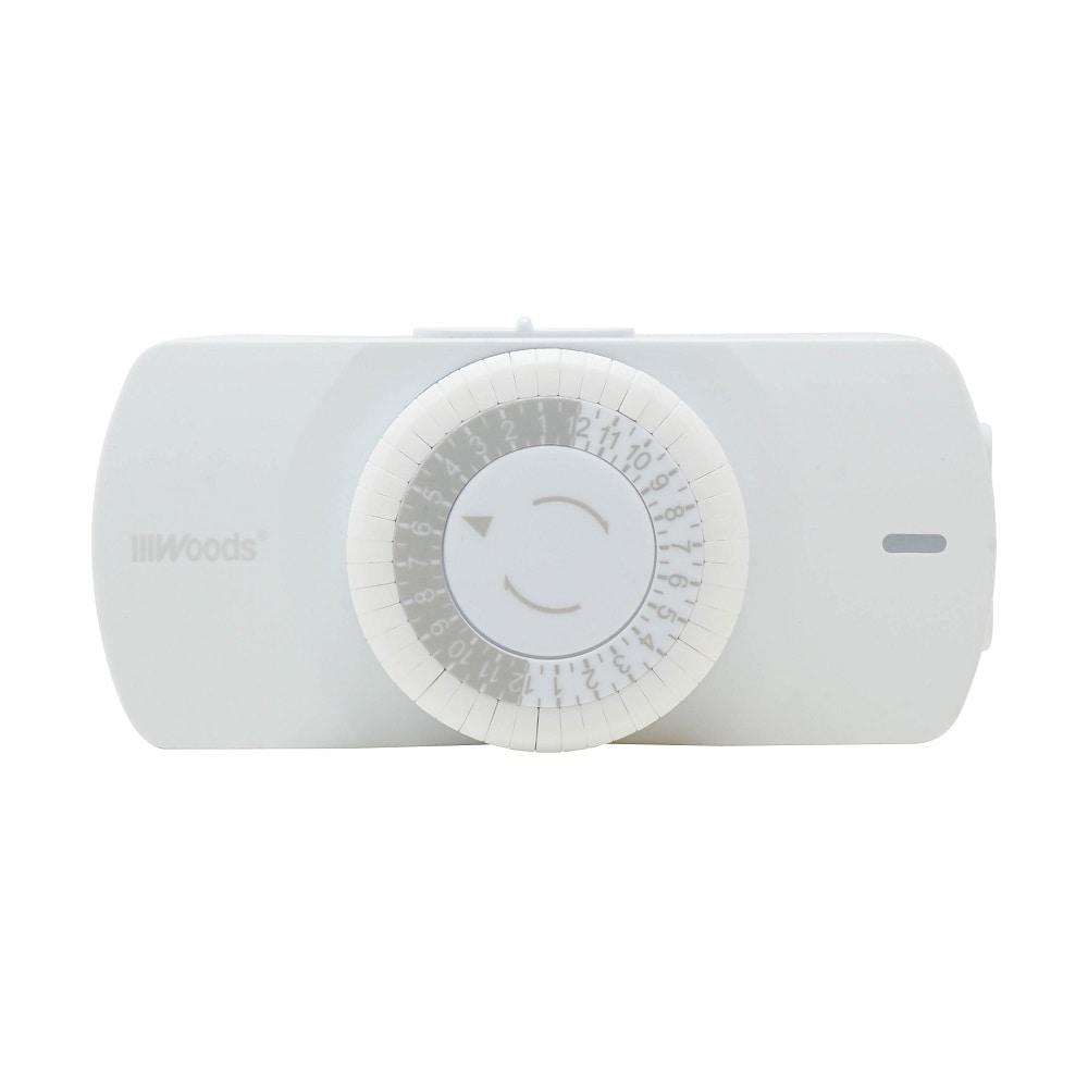 Woods 50101WD Easy-to-use Narrow Style Indoor 24-Hour Mechanical Timer, Single 2-prong (polarized) Outlet, White