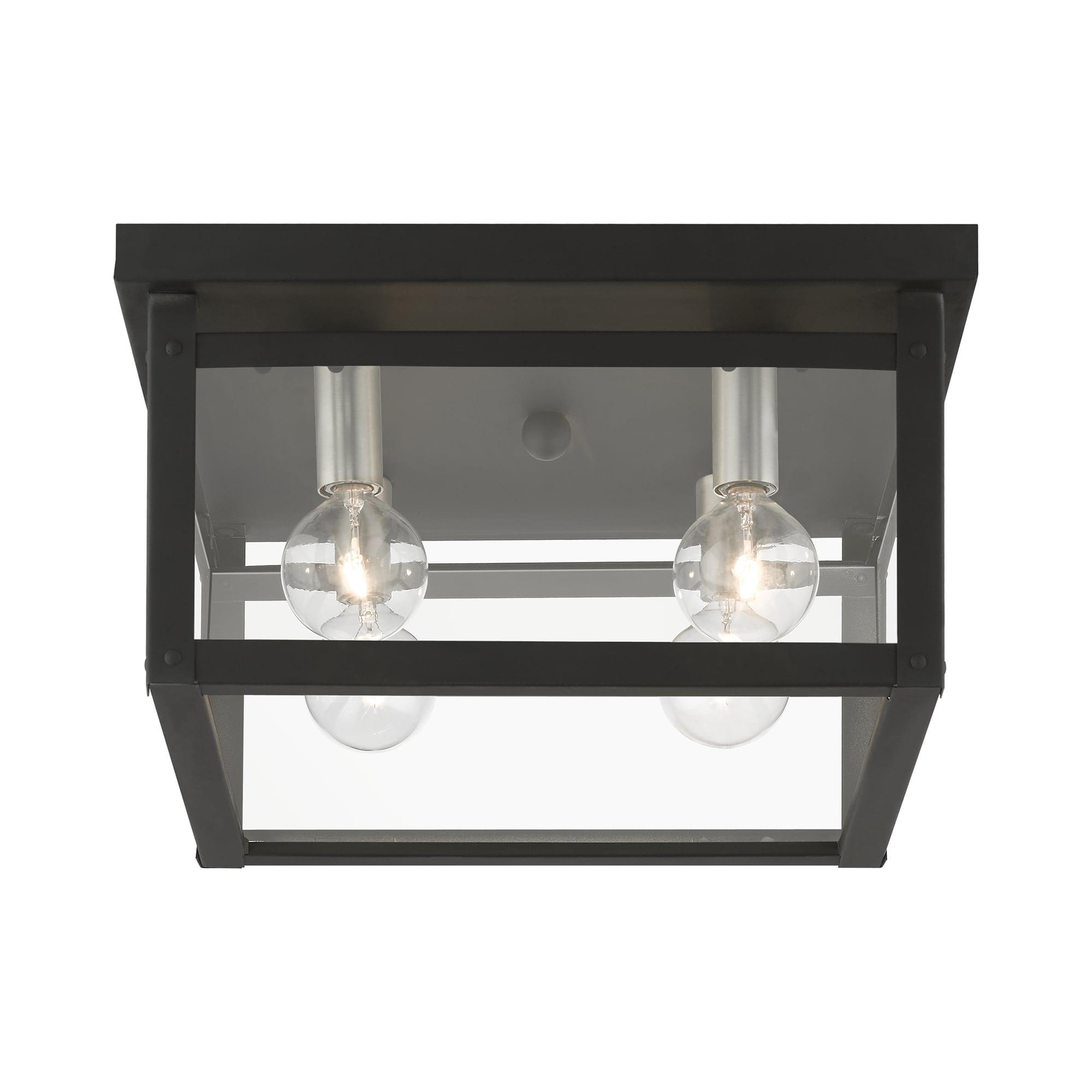 Livex Lighting 4032 Milford 4 Light 11" Wide Flush Mount Ceiling Fixture - Black / Brushed