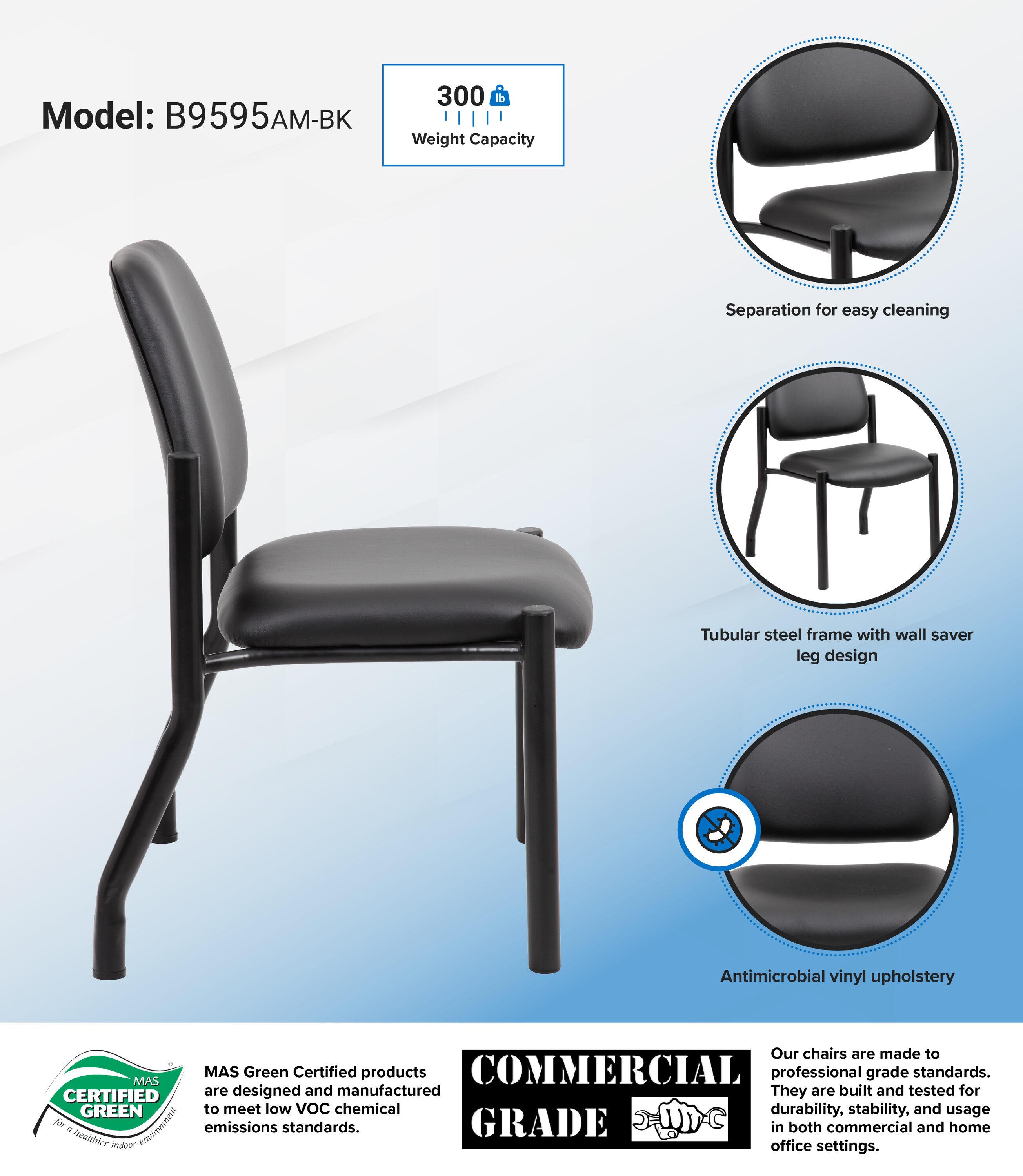 300lbs Weight Capacity Guest Chair Antimicrobial Black - Boss Office Products