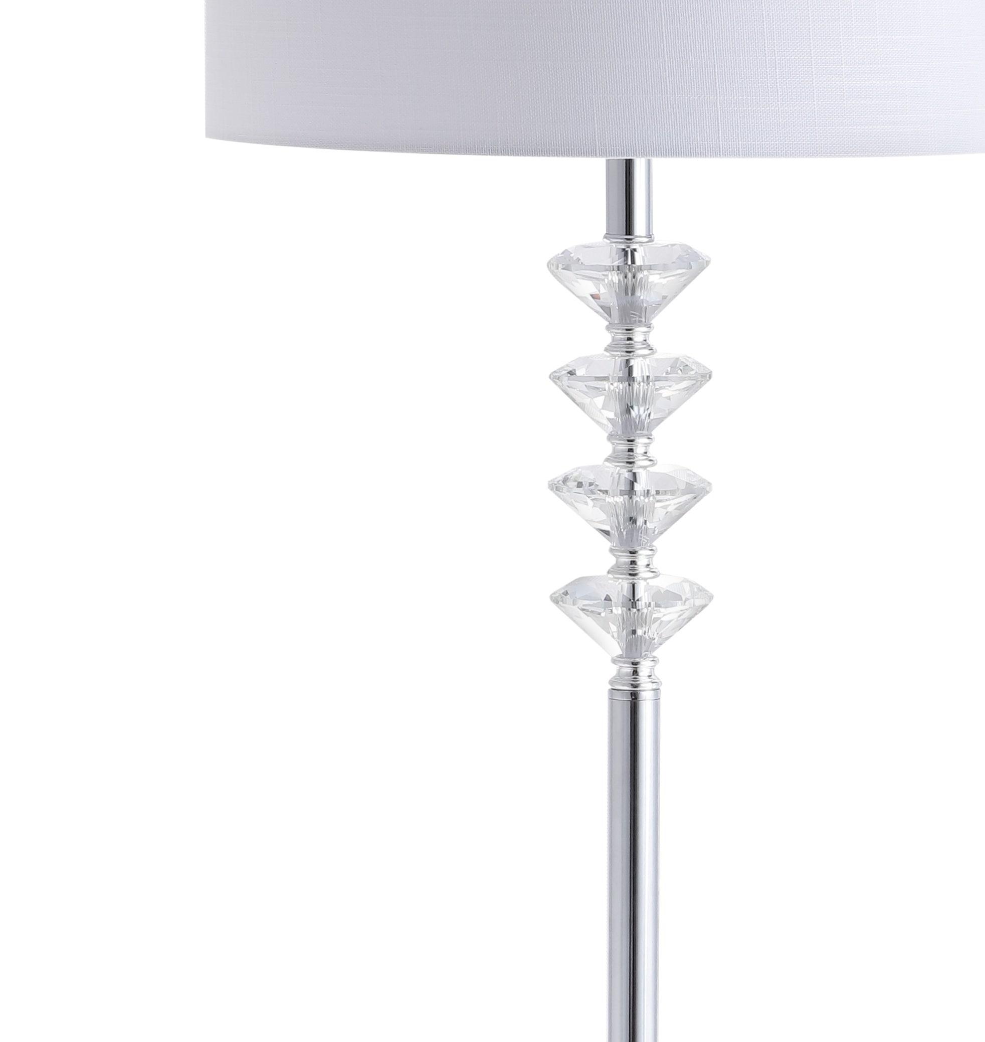 JONATHAN Y Mia 60.5" Crystal/Metal LED Floor Lamp, Clear/Chrome