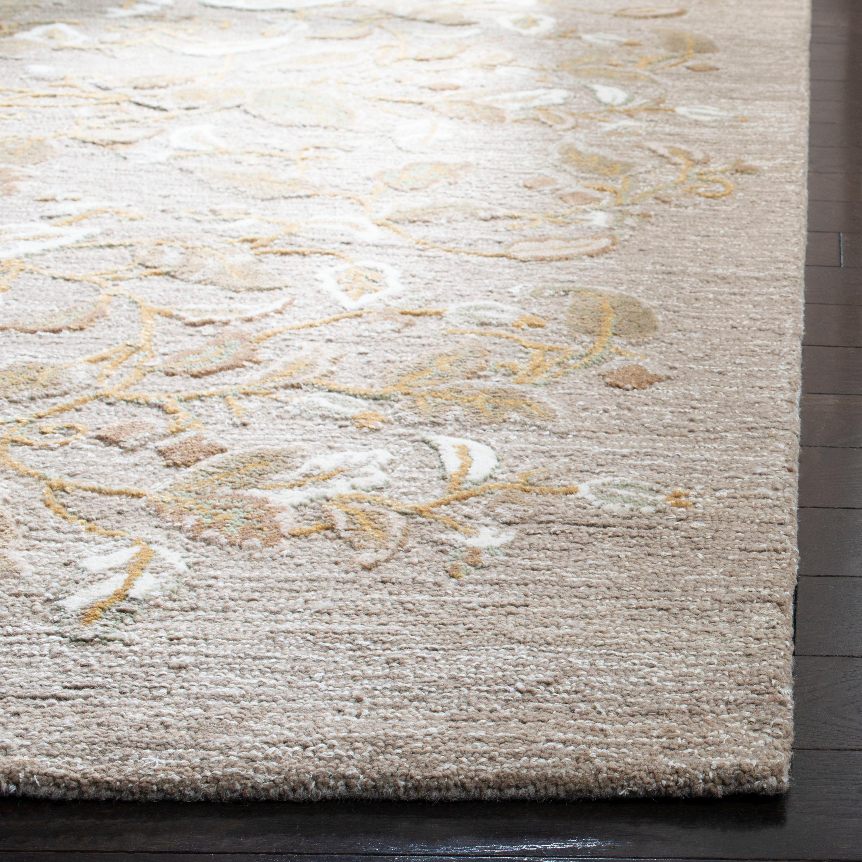 SAFAVIEH Martha Stewart Autumn Woods Floral Area Rug, Grey Squirrel, 5' x 8'