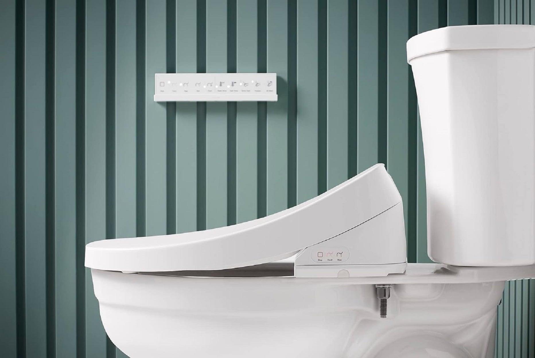 White Elongated Bidet Toilet Seat with Remote Control