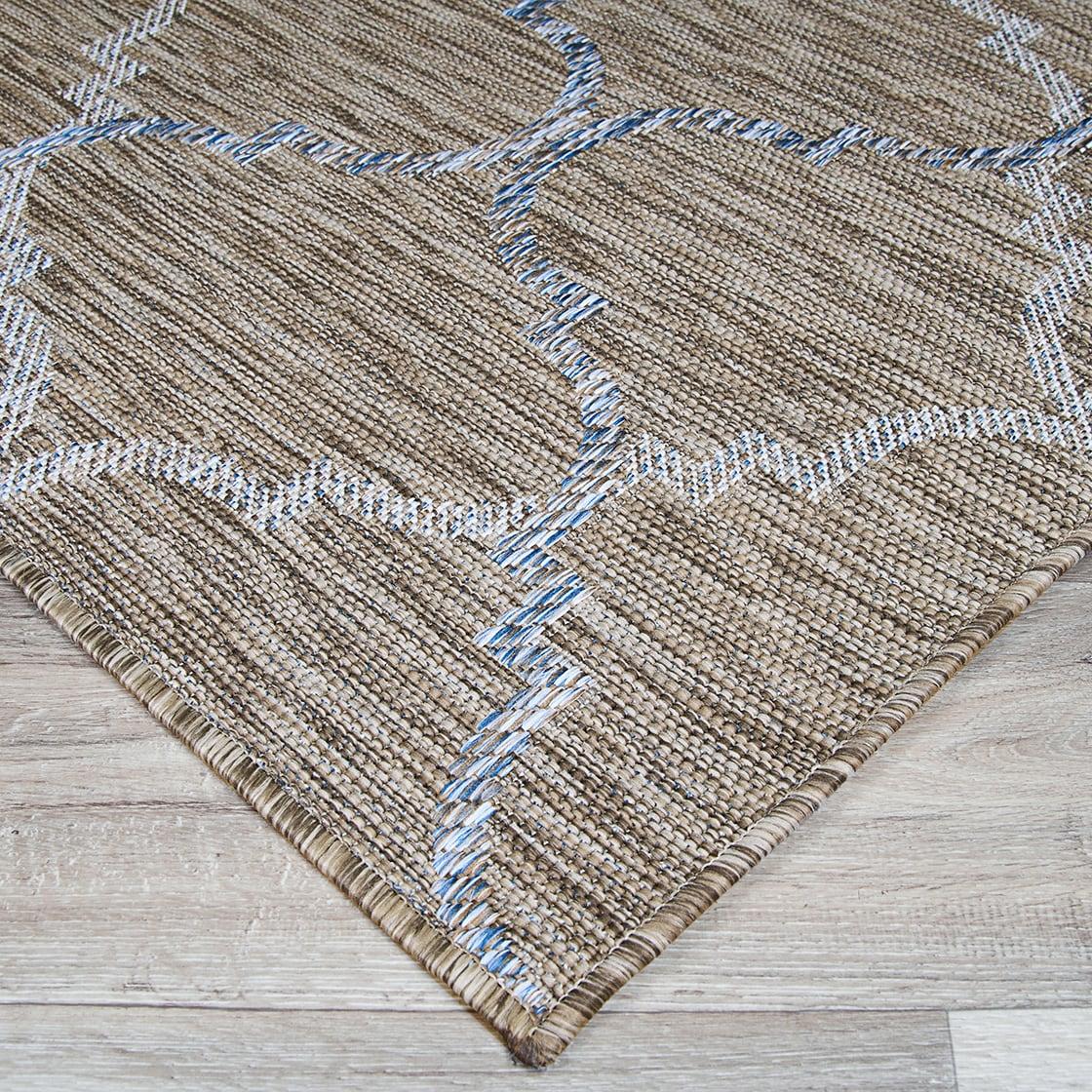 Couristan 2' x 7' Sand and Ivory Trellis Outdoor Rug