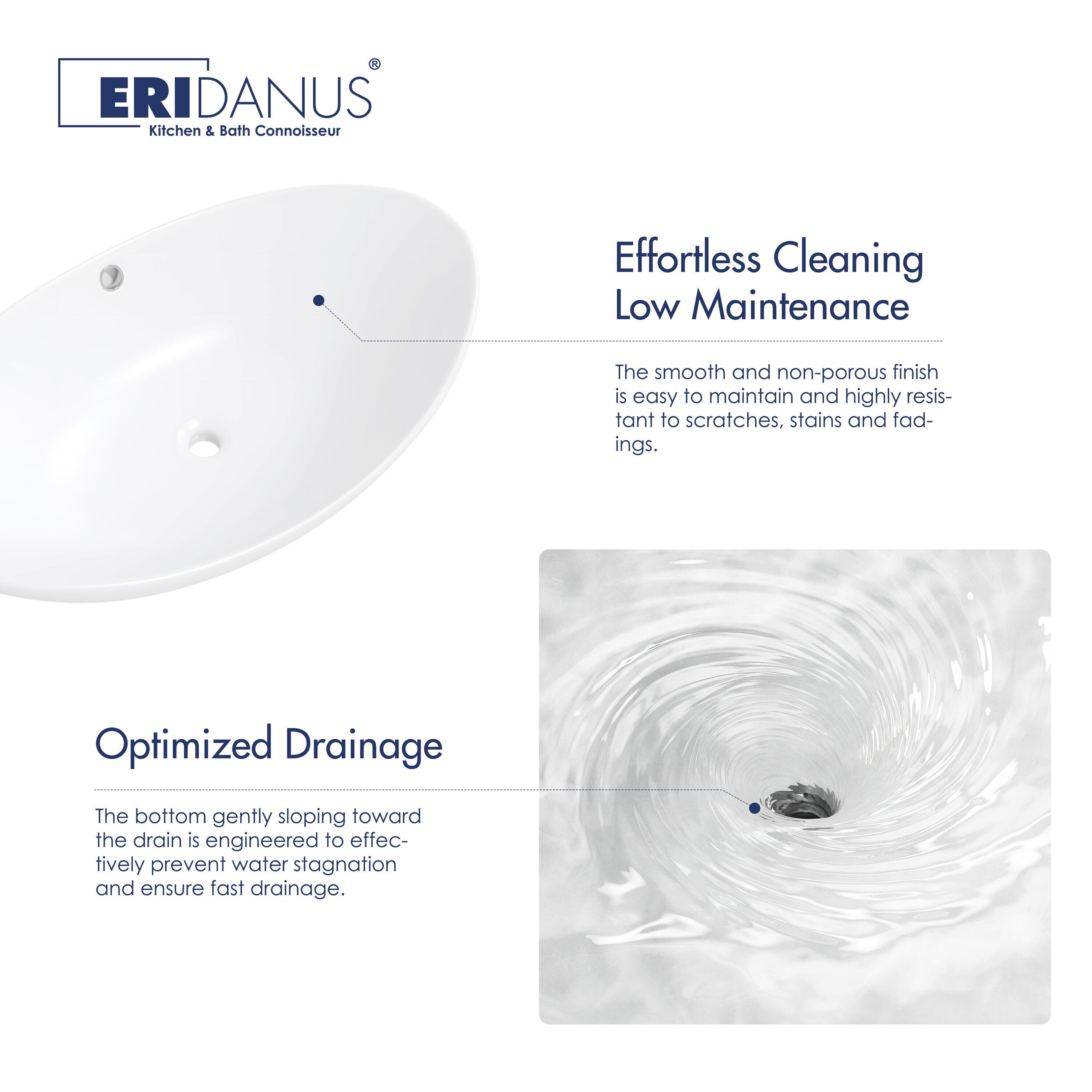Eclisse 23" x 15" White Vitreous China Oval Bathroom Vessel Sink with Overflow