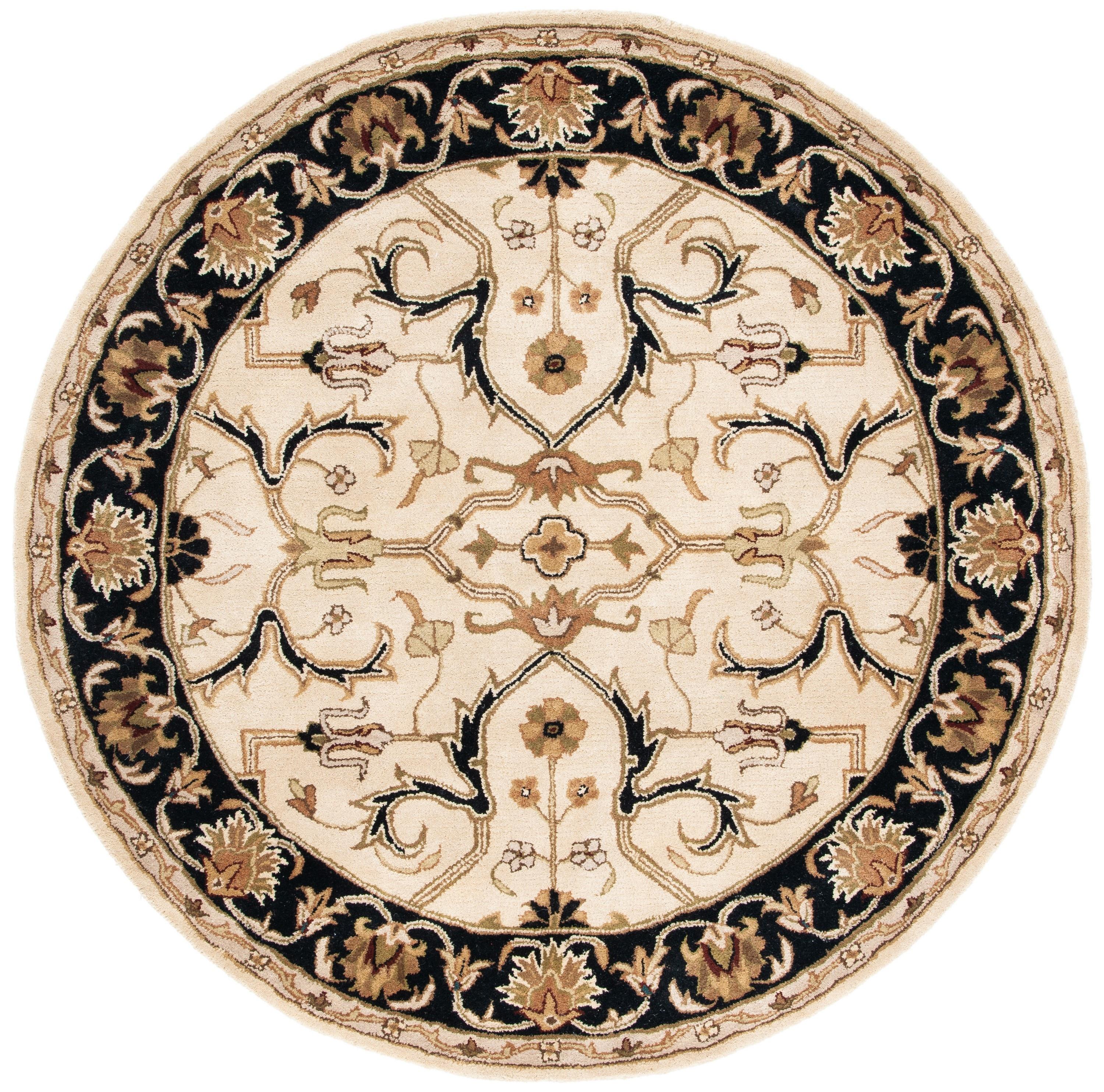 Heritage HG644 Handmade Area Rug - 6' Round - Ivory/Black - Safavieh
