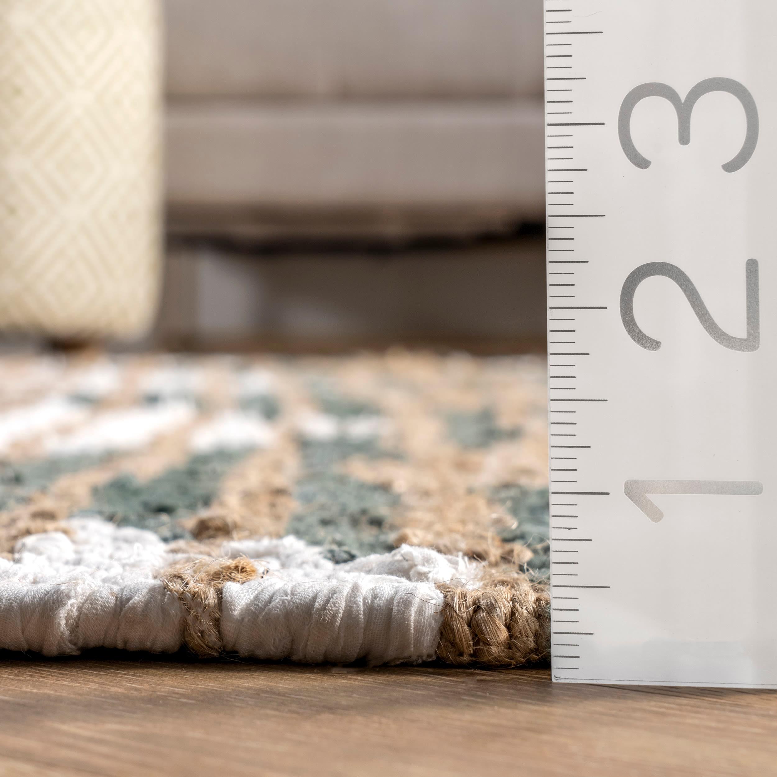 nuLOOM Hand Braided Marla Denim And Jute Diamonds Area Rug, 3' x 5', Olive