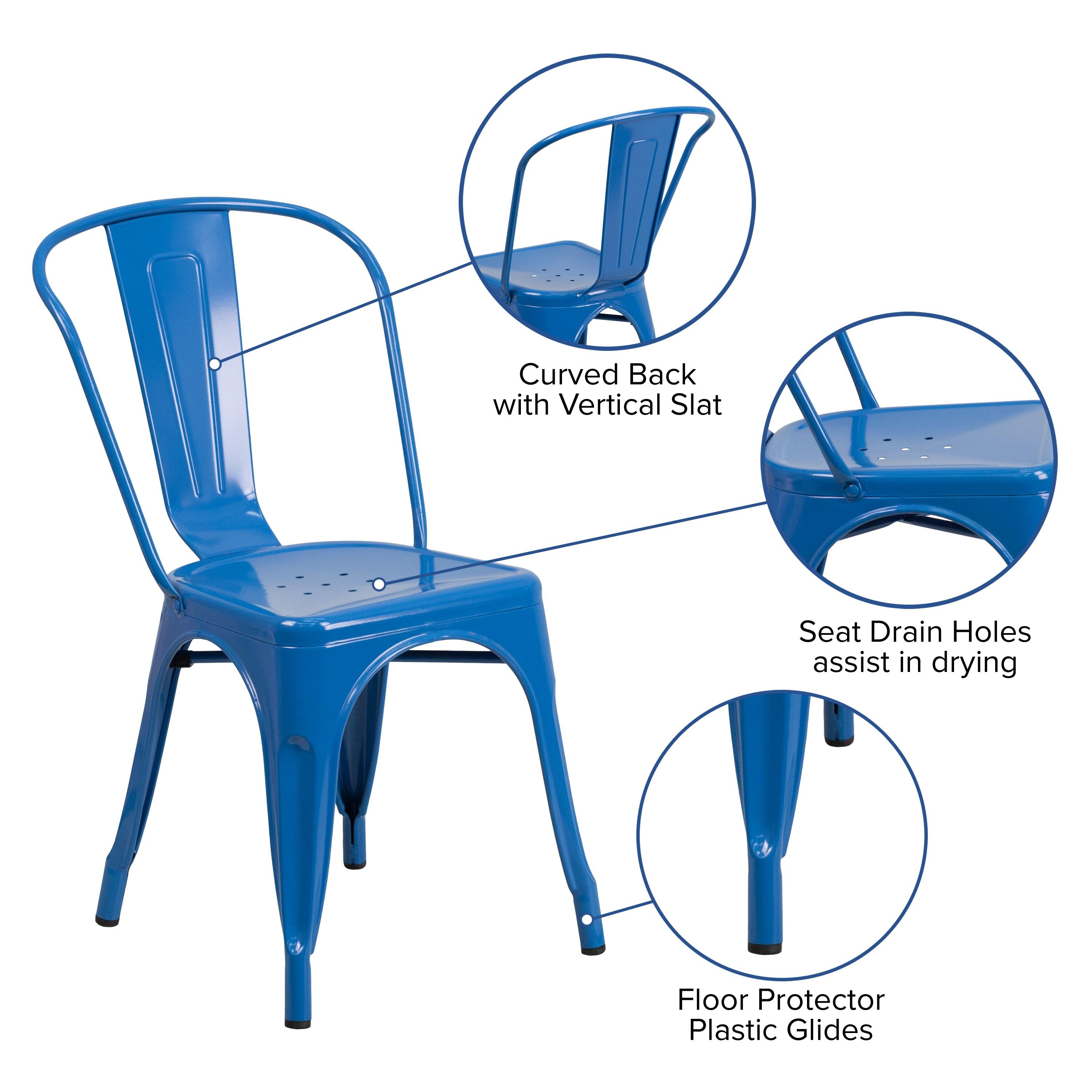 Flash Furniture Commercial Grade Blue Metal Indoor-Outdoor Stackable Chair