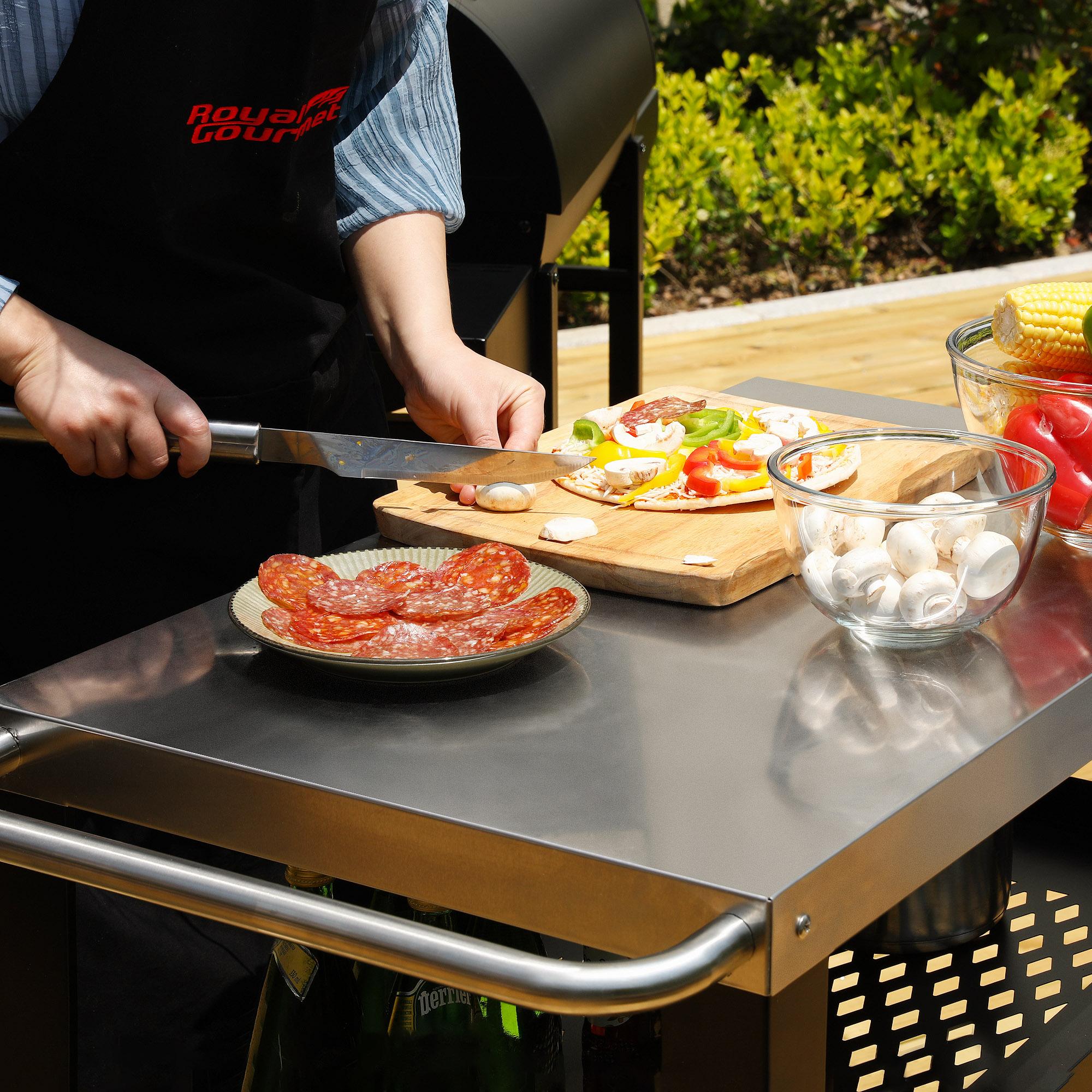 Royal Gourmet Royal Gourmet Movable 3-Shelf Grill Table with Removable Trash Bag Holder