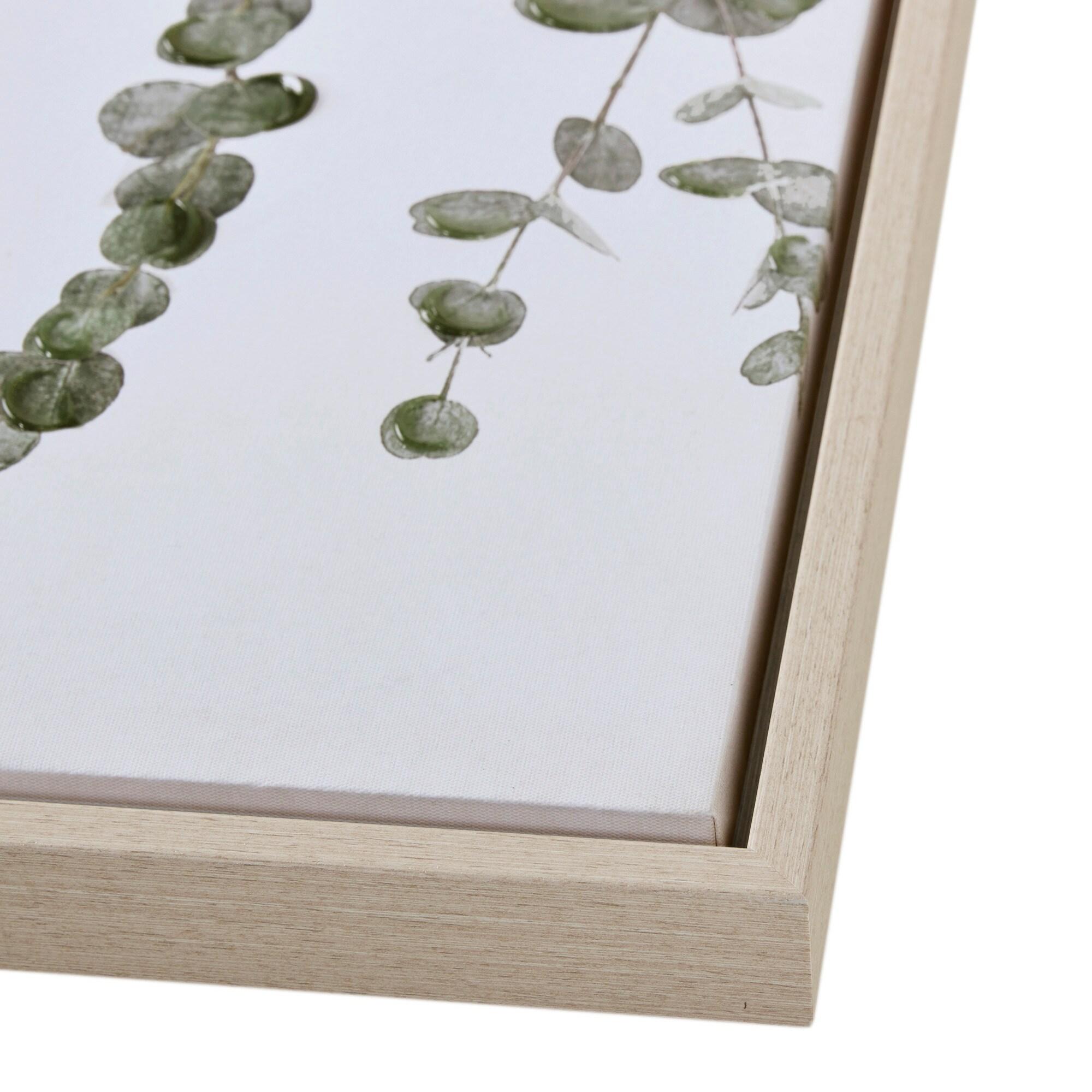 2pc Botanical Waterfall Eucalyptus Framed Canvas Wall Decor Set Green - Ink+Ivy: Modern Vertical Art, D-Ring Ready