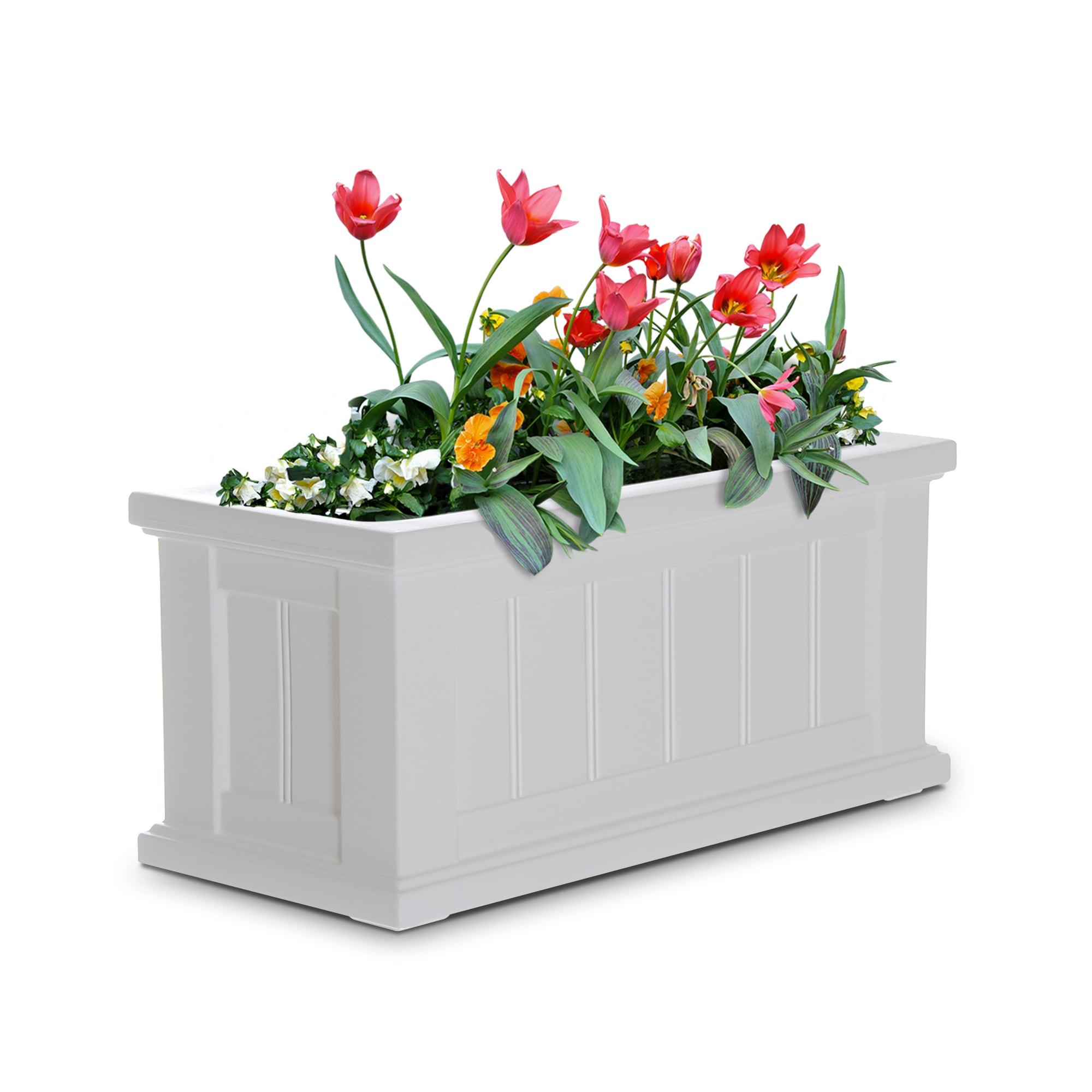 Mayne Cape Cod 24" x 11" x 11" Rectangle White Self-Watering Polyethylene Planter